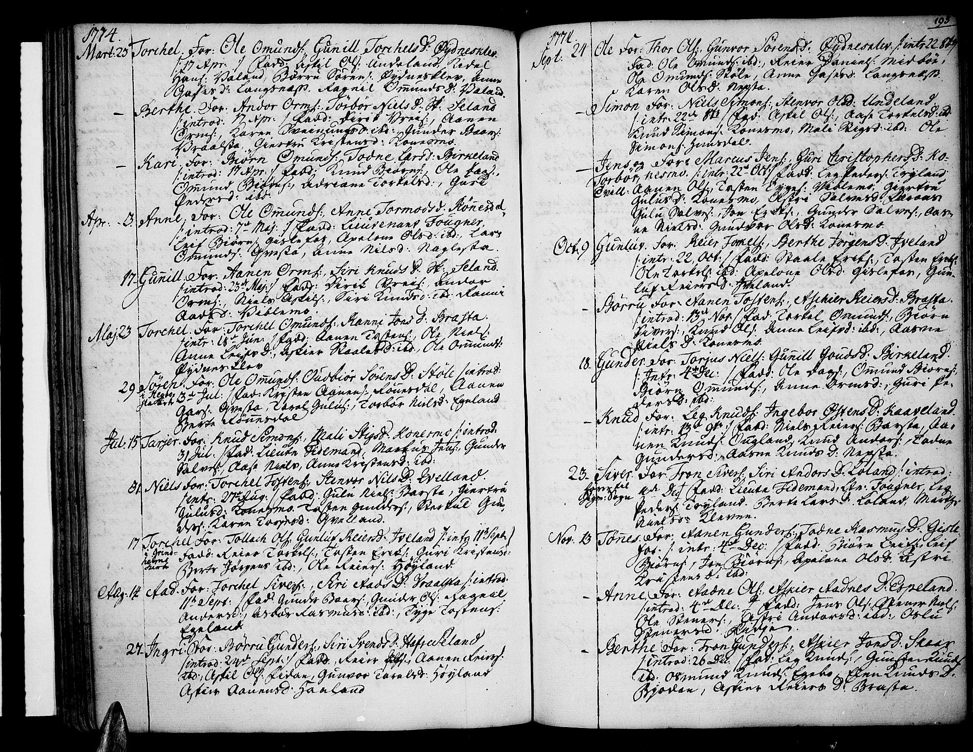 Sør-Audnedal sokneprestkontor, AV/SAK-1111-0039/F/Fa/Fab/L0002: Ministerialbok nr. A 2 /4, 1768-1814, s. 193