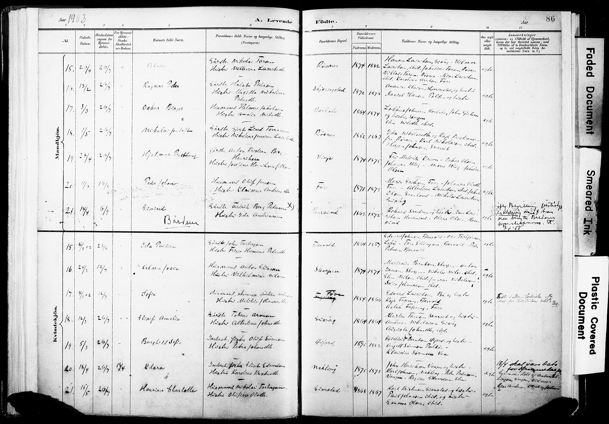 Ministerialprotokoller, klokkerbøker og fødselsregistre - Nordland, SAT/A-1459/891/L1304: Ministerialbok nr. 891A09, 1895-1921, s. 86