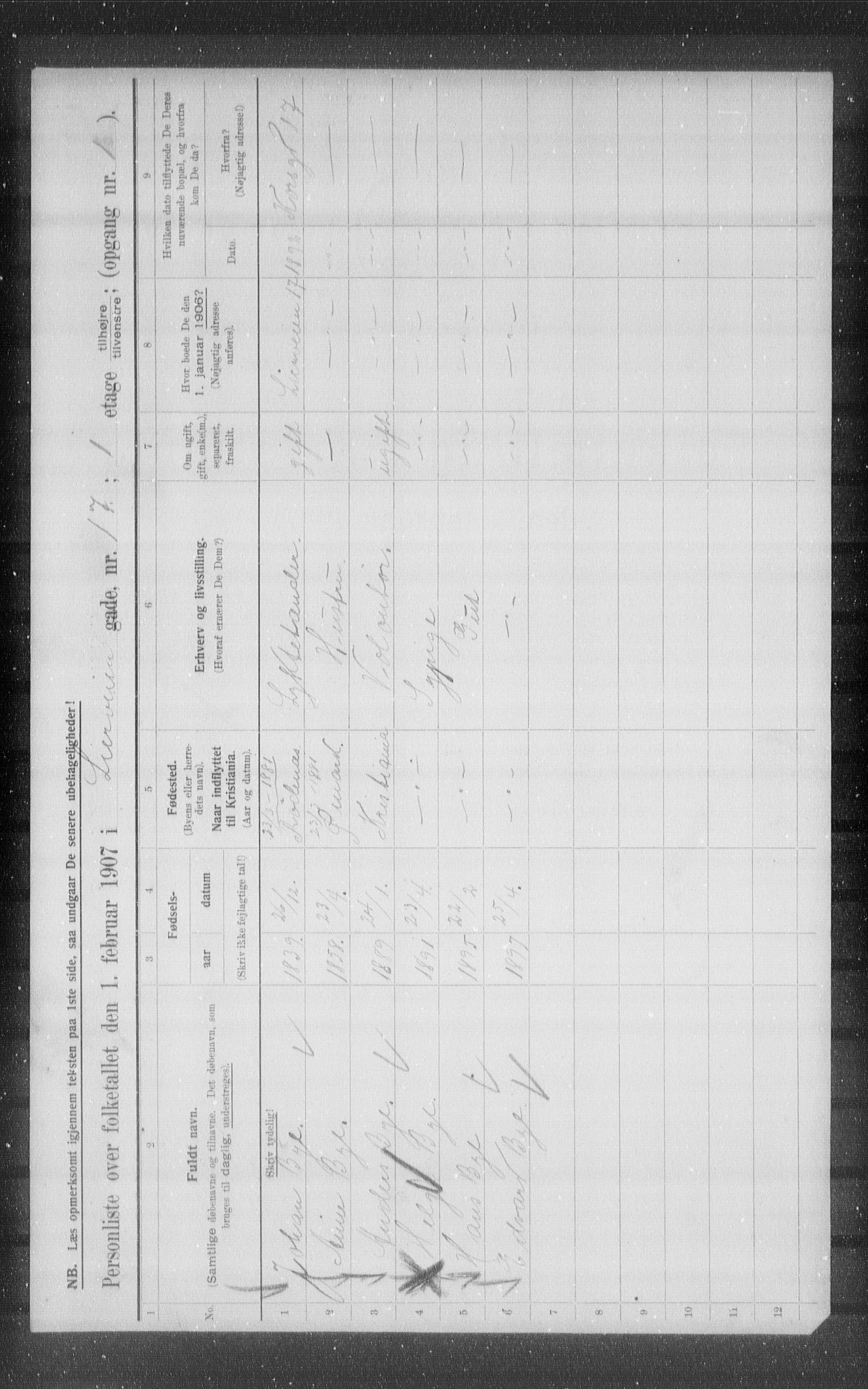 OBA, Kommunal folketelling 1.2.1907 for Kristiania kjøpstad, 1907, s. 29610