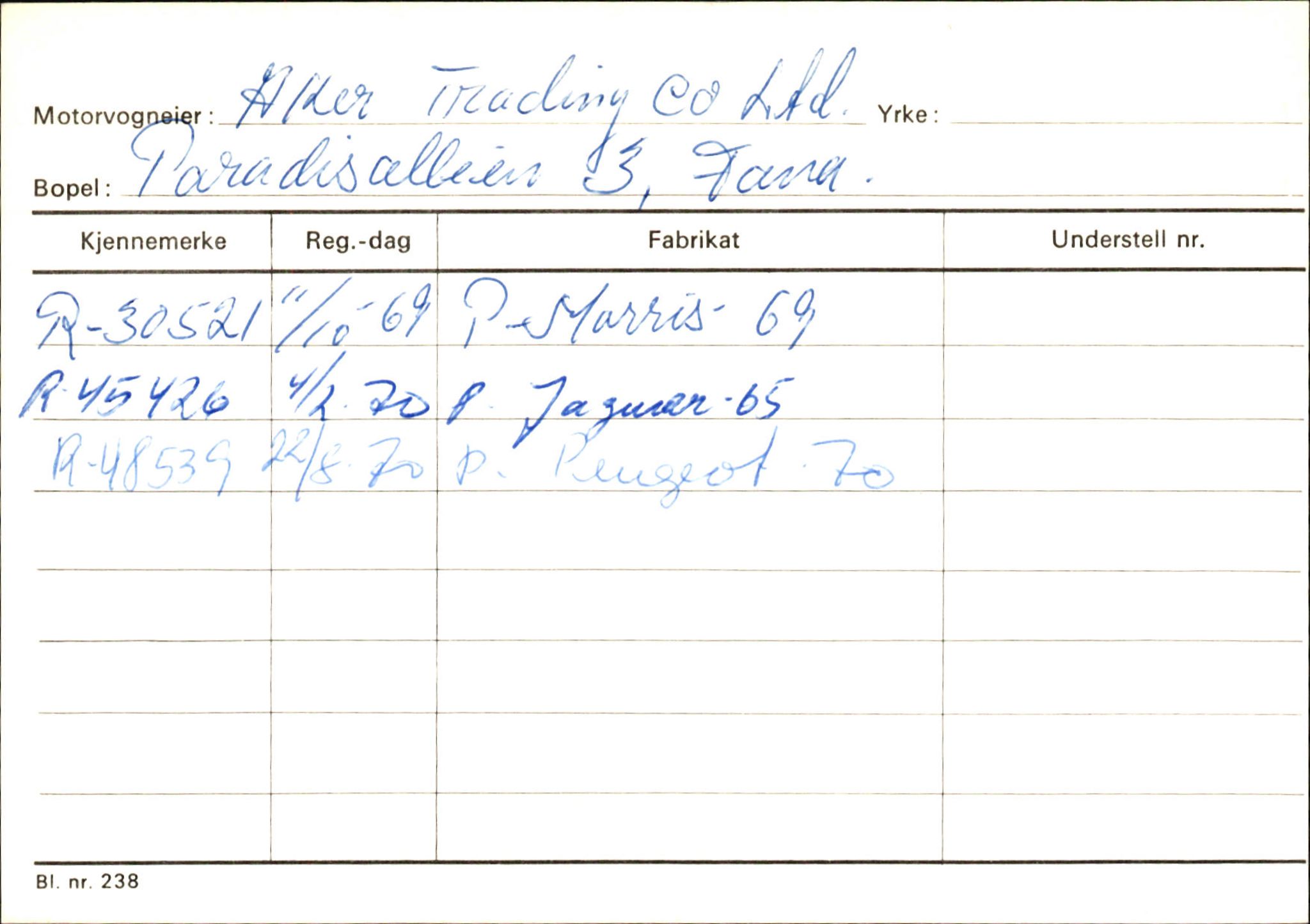 Statens vegvesen, Hordaland vegkontor, SAB/A-5201/2/Ha/L0001: R-eierkort A, 1920-1971, s. 188