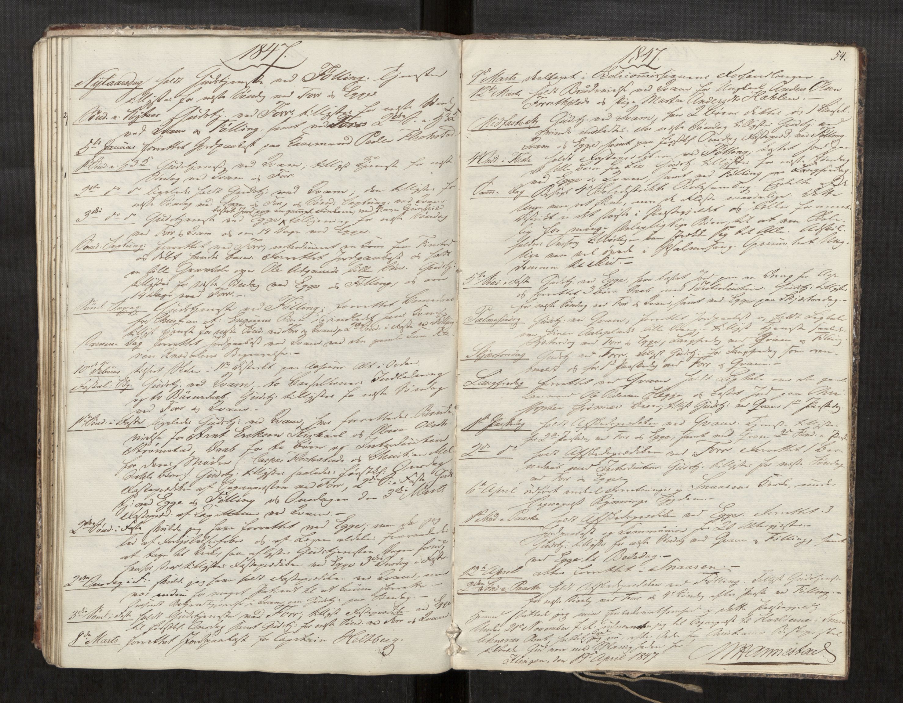 Stod sokneprestkontor, SAT/A-1164/2/I/I1/I1d/L0001: Residerende kapellans bok nr. 1, 1827-1849, s. 54
