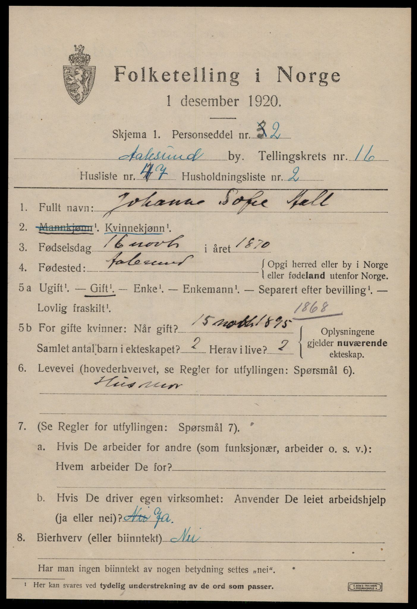 SAT, Folketelling 1920 for 1501 Ålesund kjøpstad, 1920, s. 32310