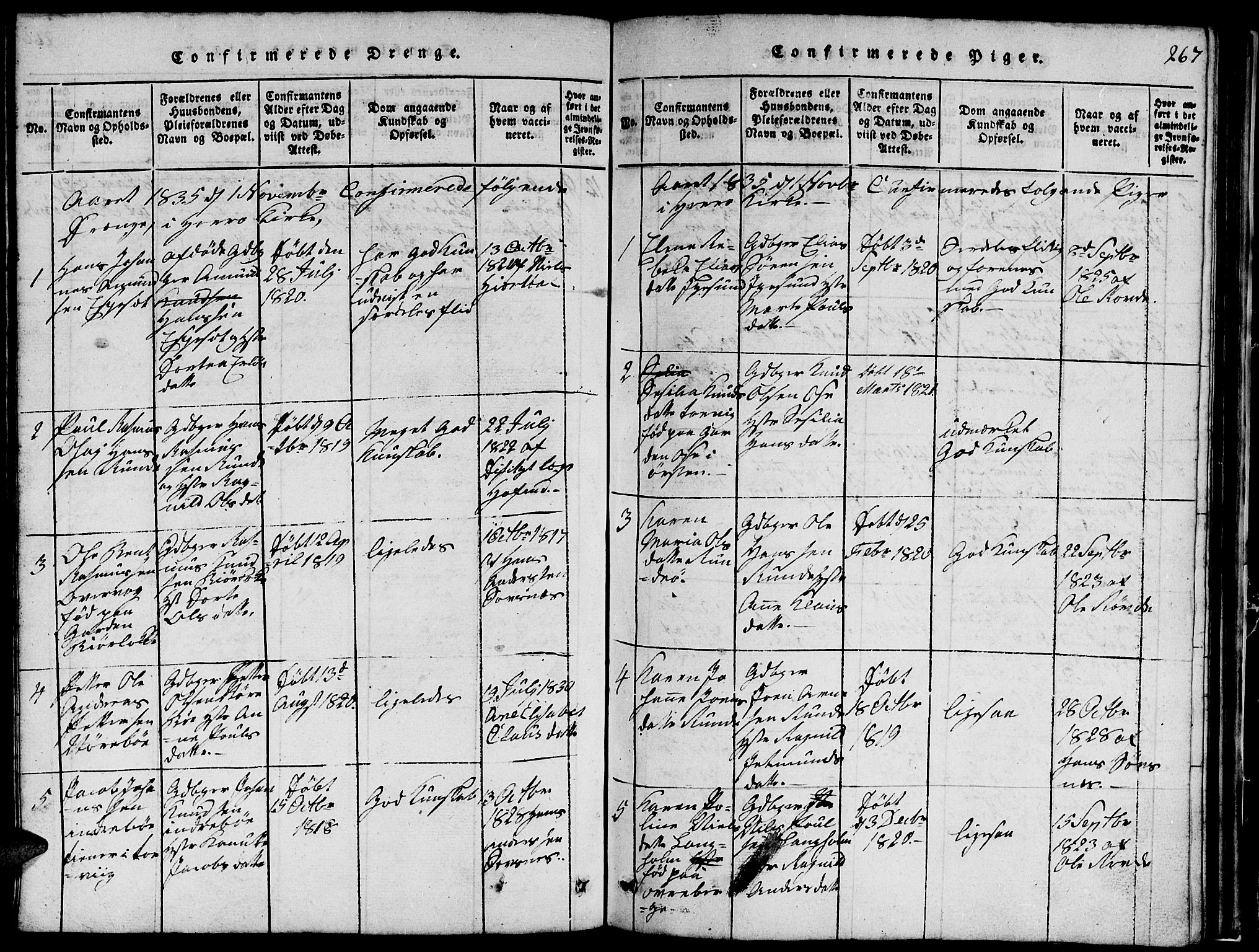 Ministerialprotokoller, klokkerbøker og fødselsregistre - Møre og Romsdal, SAT/A-1454/507/L0078: Klokkerbok nr. 507C01, 1816-1840, s. 267