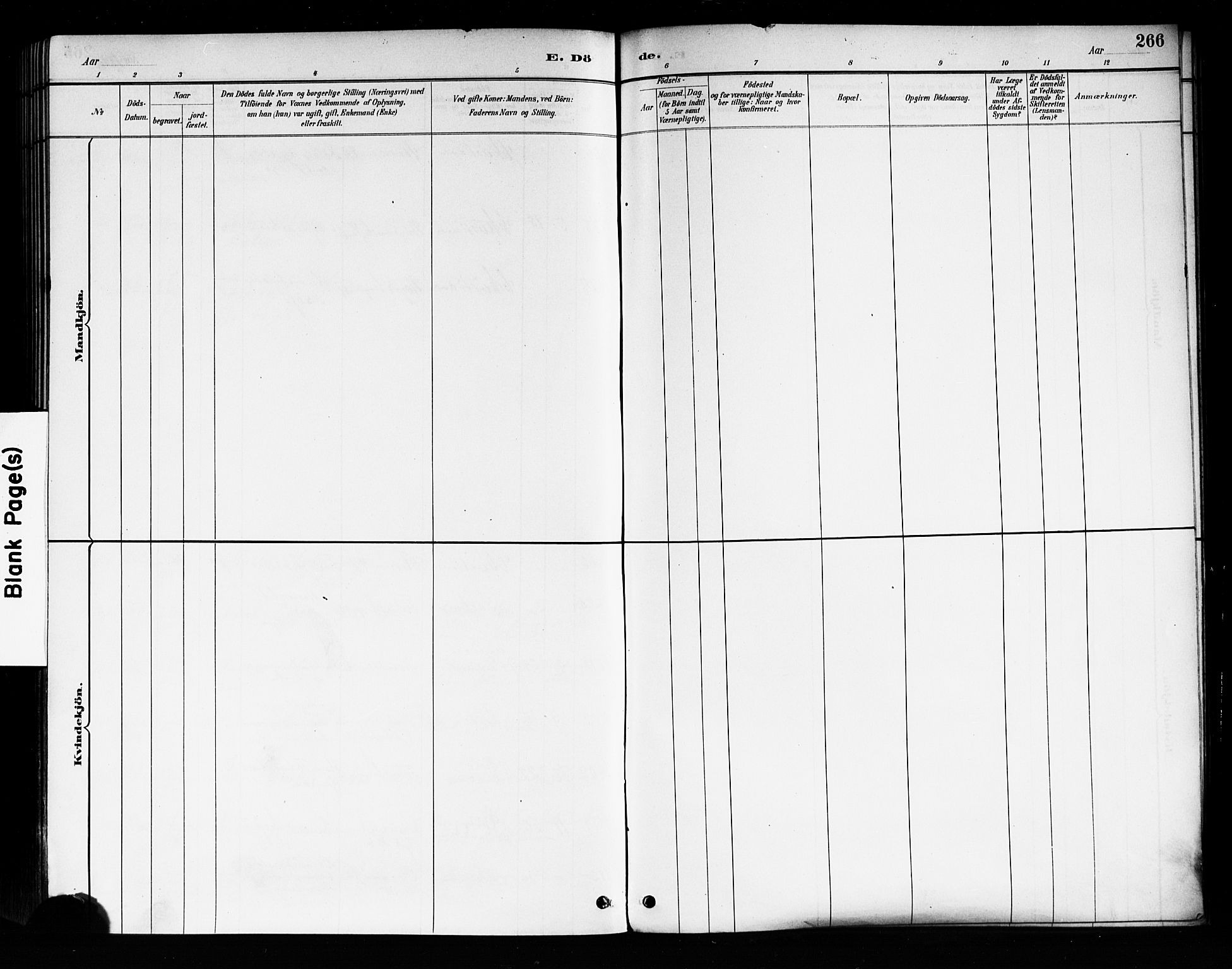 Trefoldighet prestekontor Kirkebøker, SAO/A-10882/F/Fd/L0003: Ministerialbok nr. IV 3, 1885-1896, s. 266