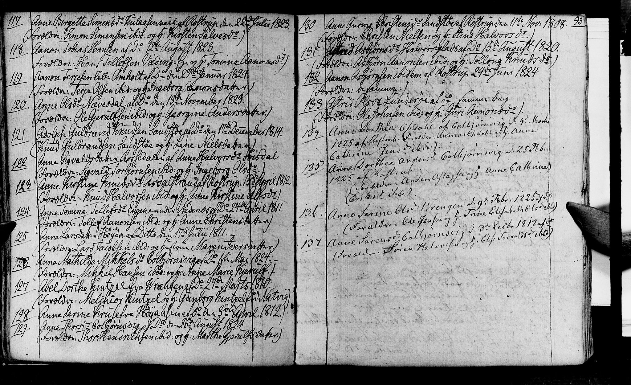 Øyestad sokneprestkontor, AV/SAK-1111-0049/F/Fa/L0011: Ministerialbok nr. A 11, 1805-1824, s. 93