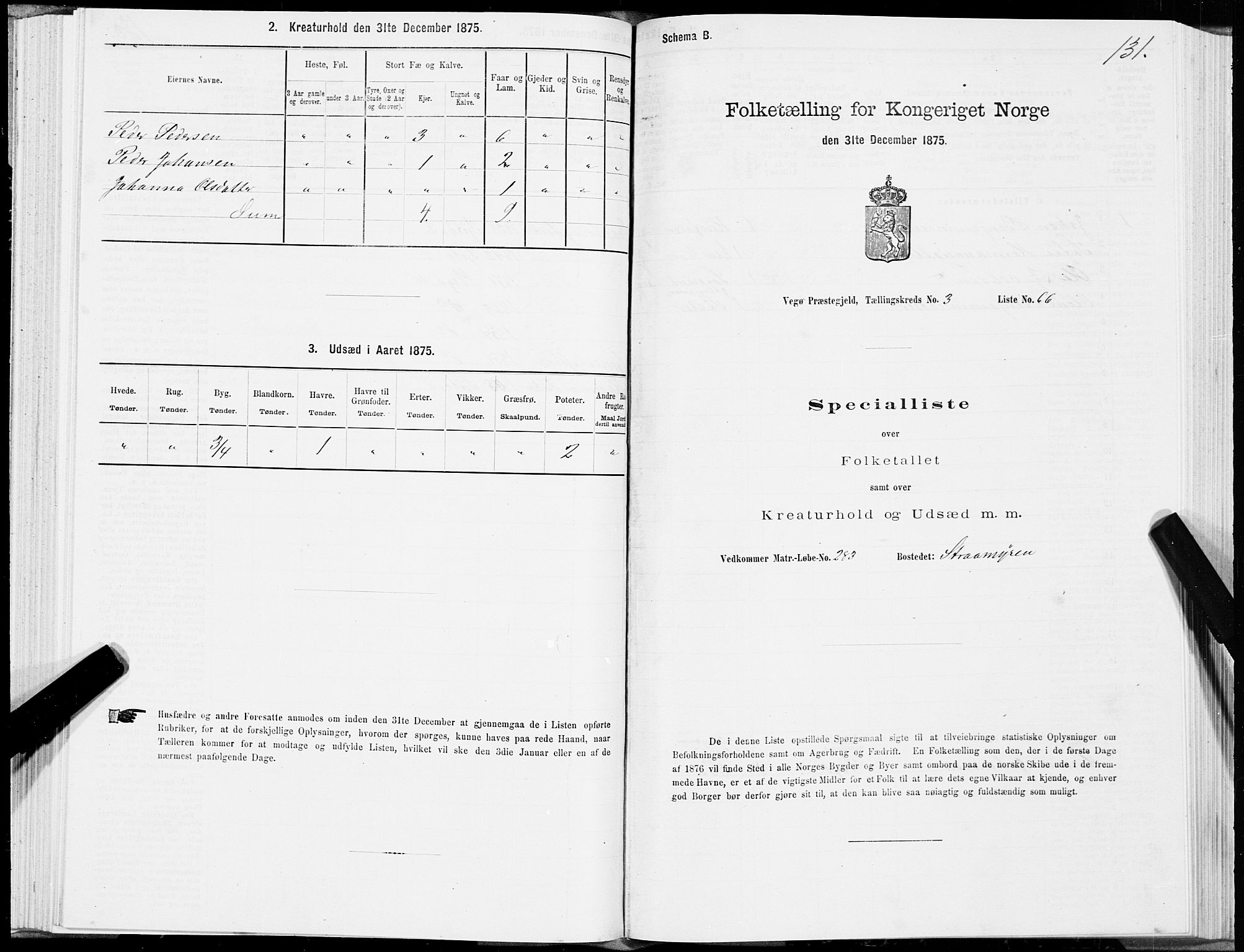 SAT, Folketelling 1875 for 1815P Vega prestegjeld, 1875, s. 2131