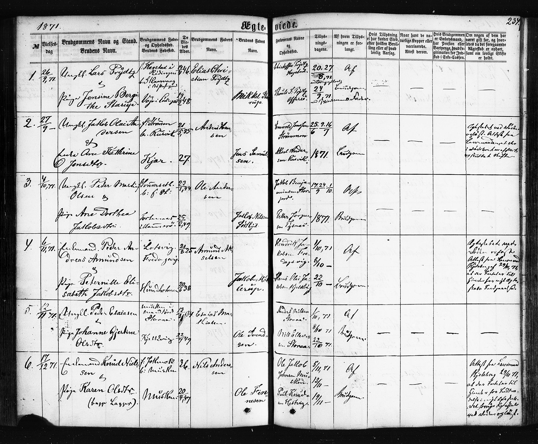 Ministerialprotokoller, klokkerbøker og fødselsregistre - Nordland, AV/SAT-A-1459/861/L0867: Ministerialbok nr. 861A02, 1864-1878, s. 234