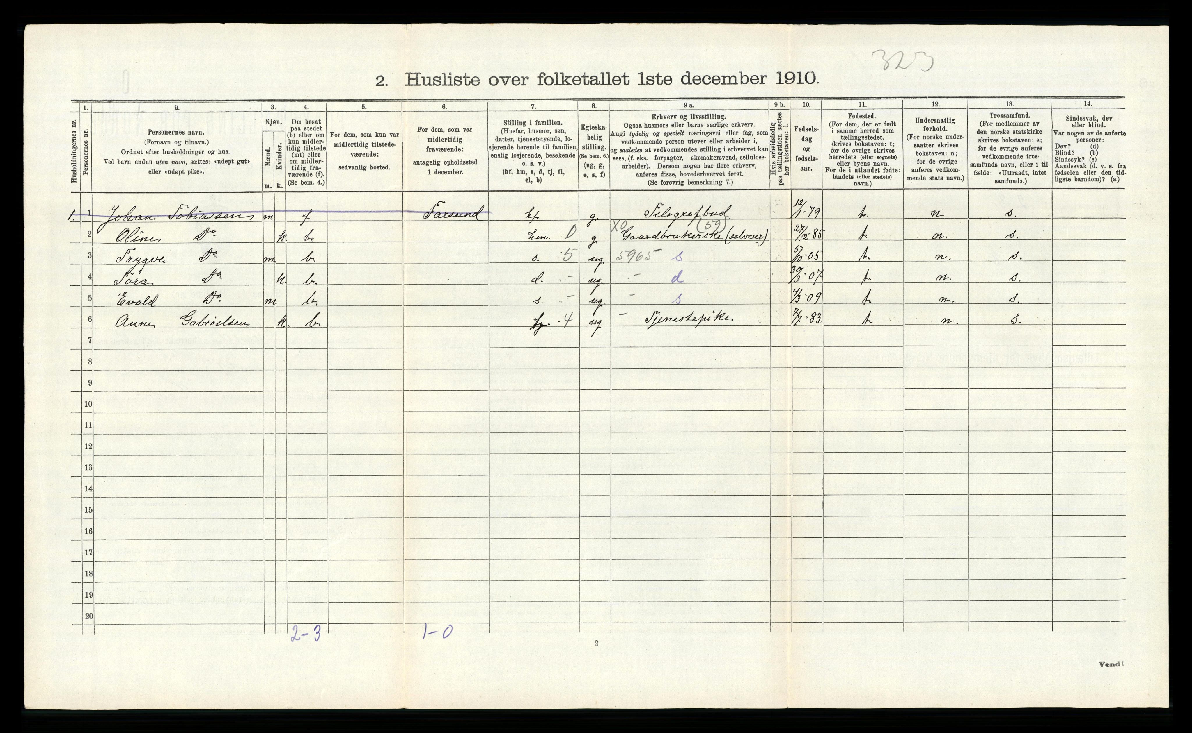 RA, Folketelling 1910 for 1040 Spind herred, 1910, s. 169