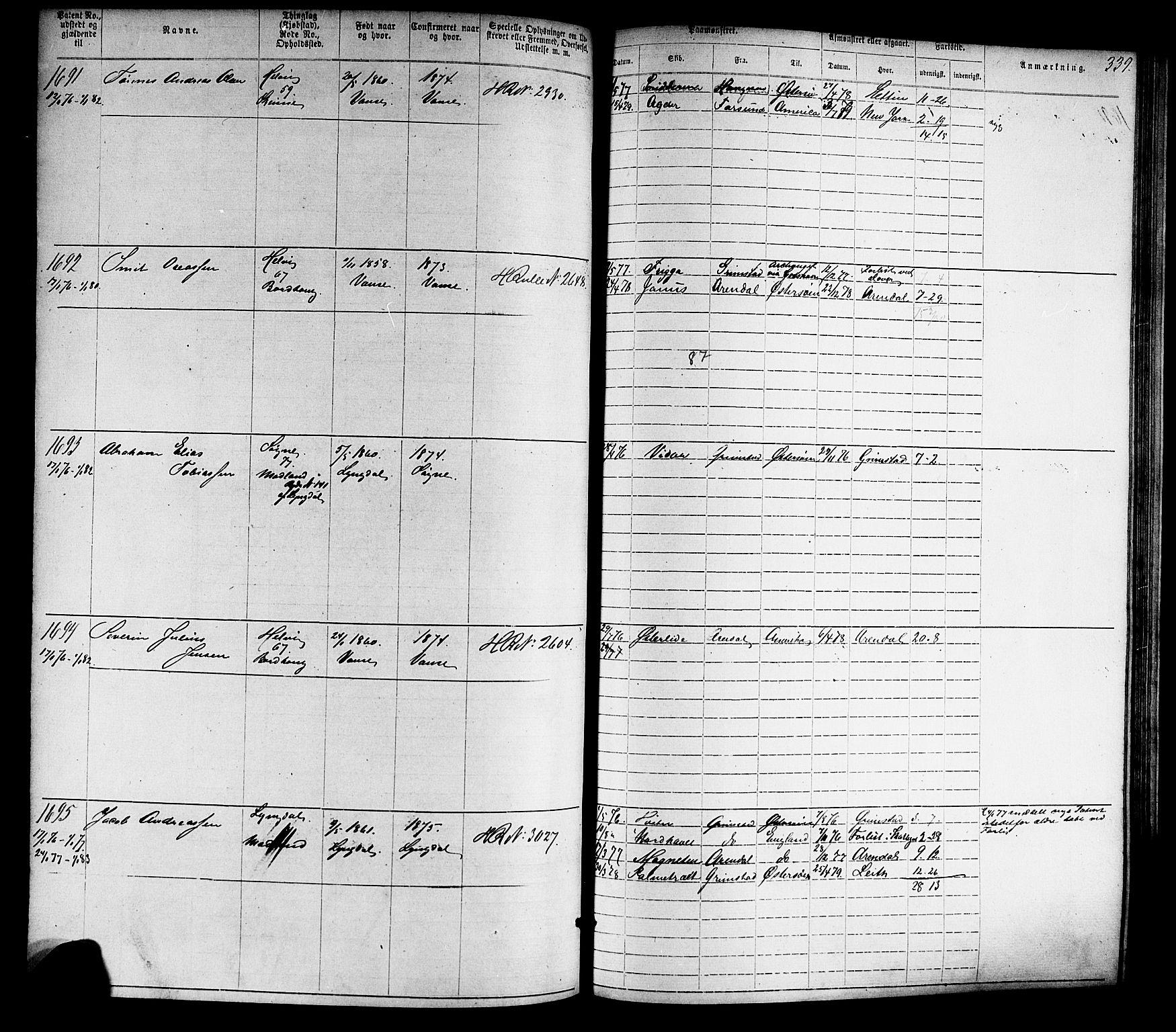 Farsund mønstringskrets, SAK/2031-0017/F/Fa/L0005: Annotasjonsrulle nr 1-1910 med register, Z-2, 1869-1877, s. 369