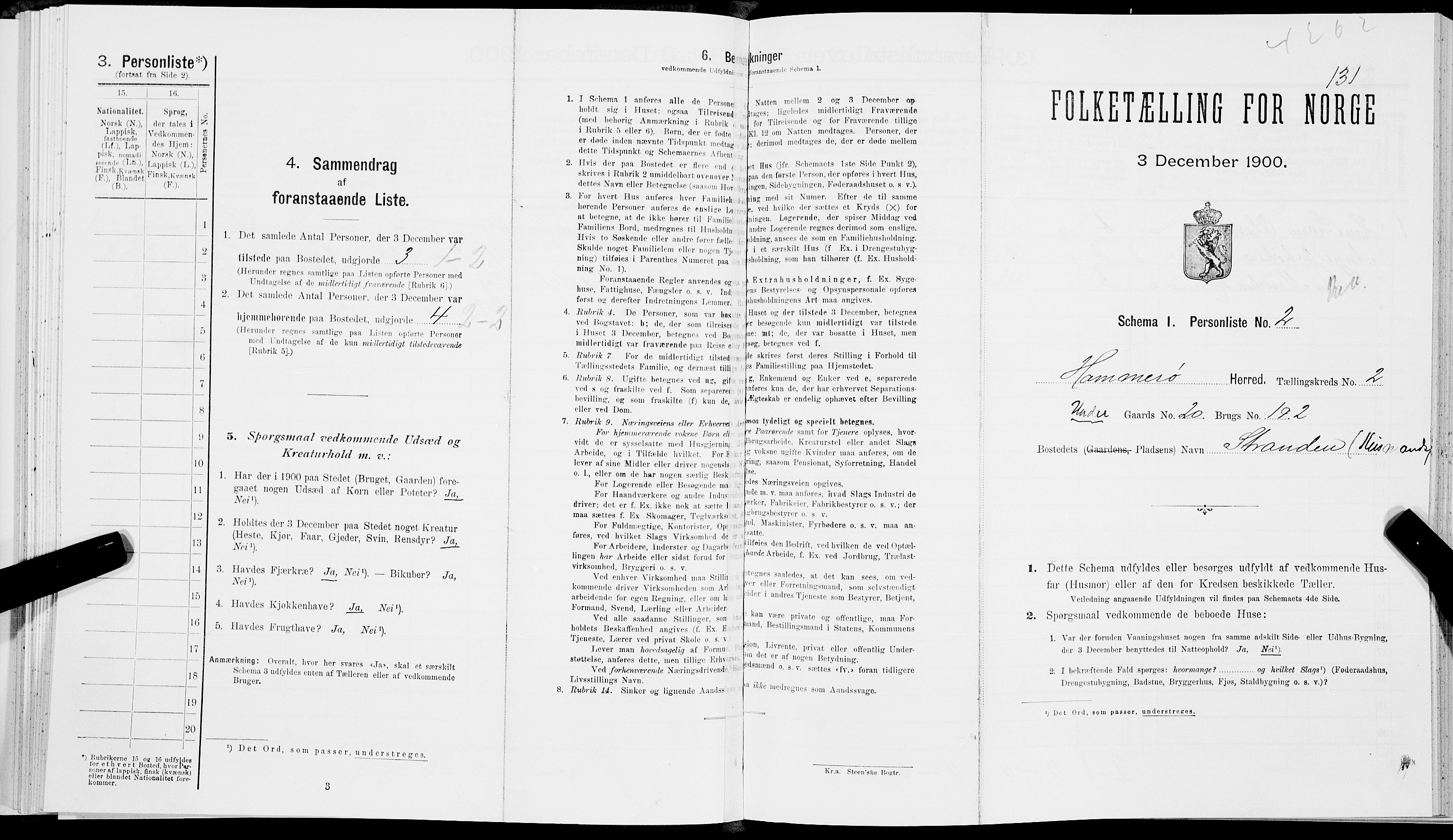 SAT, Folketelling 1900 for 1849 Hamarøy herred, 1900, s. 148