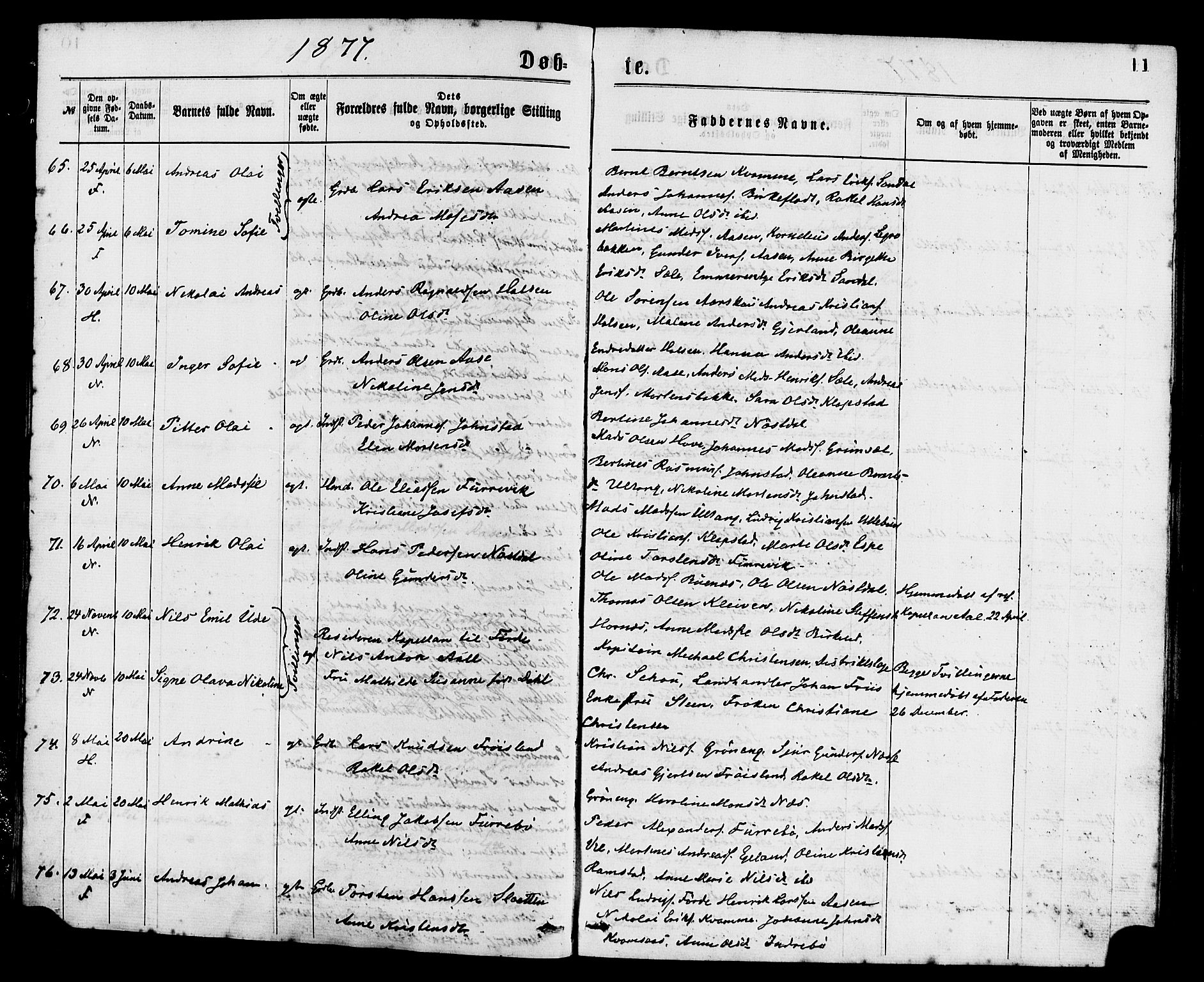 Førde sokneprestembete, AV/SAB-A-79901/H/Haa/Haaa/L0011: Ministerialbok nr. A 11, 1877-1880, s. 11