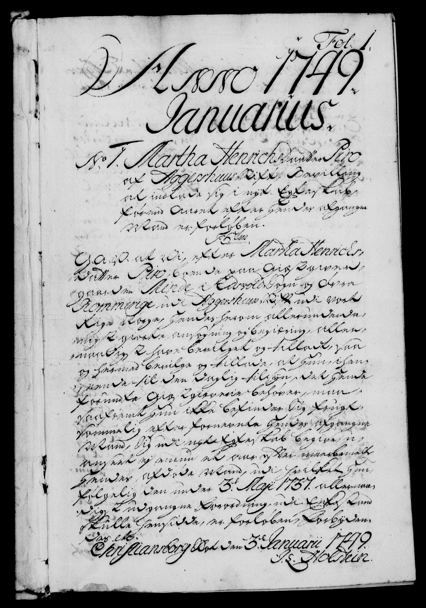 Danske Kanselli 1572-1799, RA/EA-3023/F/Fc/Fca/Fcaa/L0036: Norske registre, 1749-1750, s. 1a