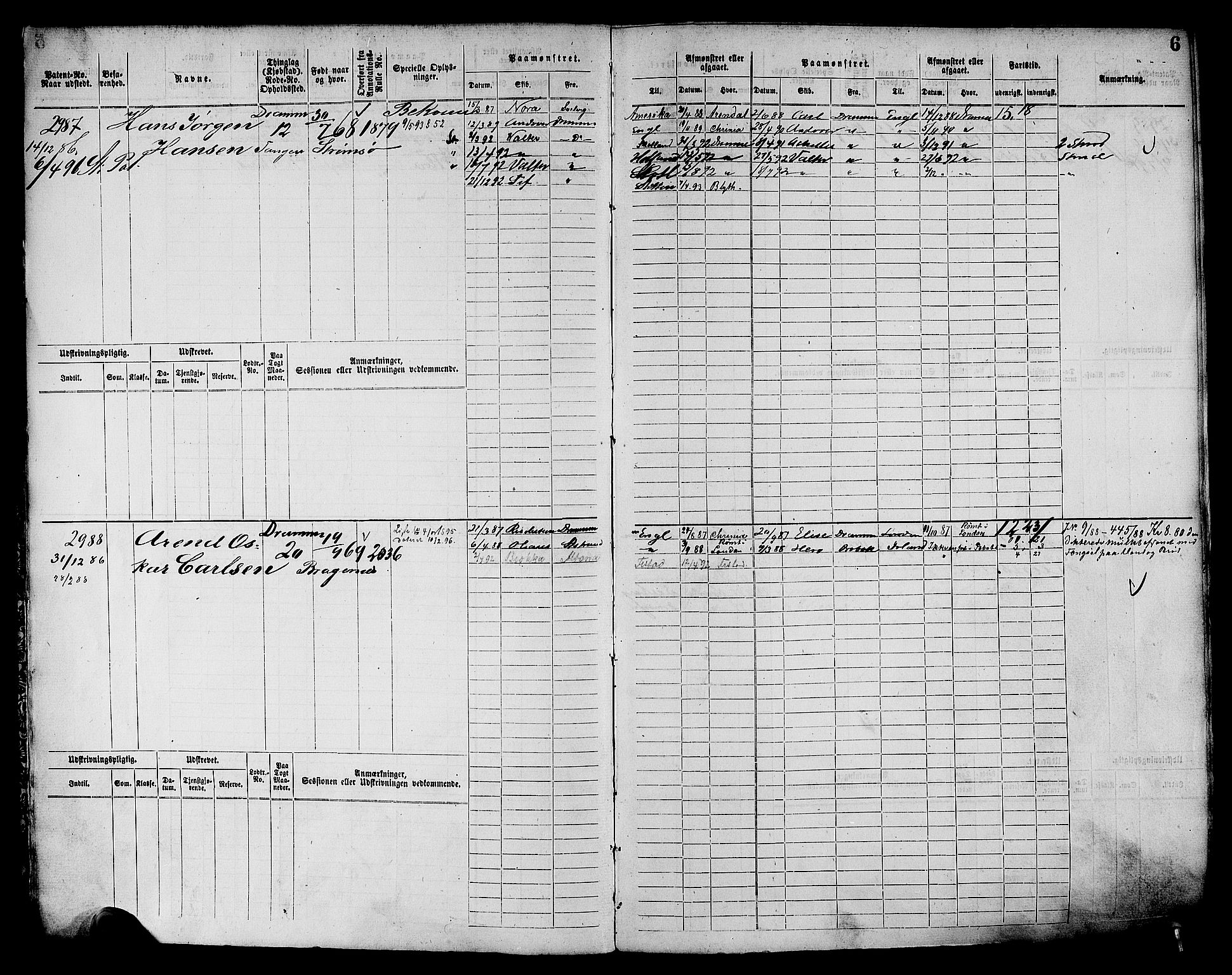 Drammen innrulleringsdistrikt, AV/SAKO-A-781/F/Fc/L0004: Hovedrulle, 1885, s. 8