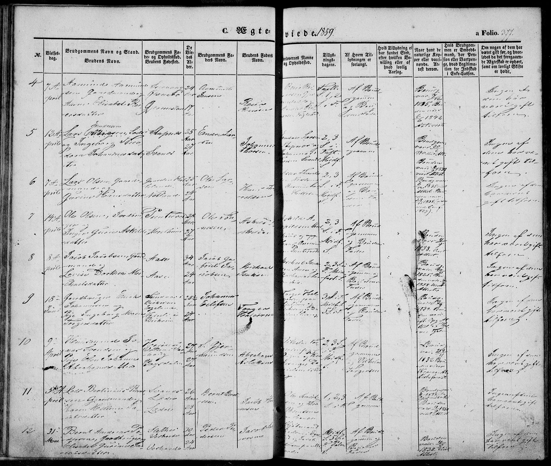 Eigersund sokneprestkontor, SAST/A-101807/S08/L0013: Ministerialbok nr. A 12.2, 1850-1865, s. 377