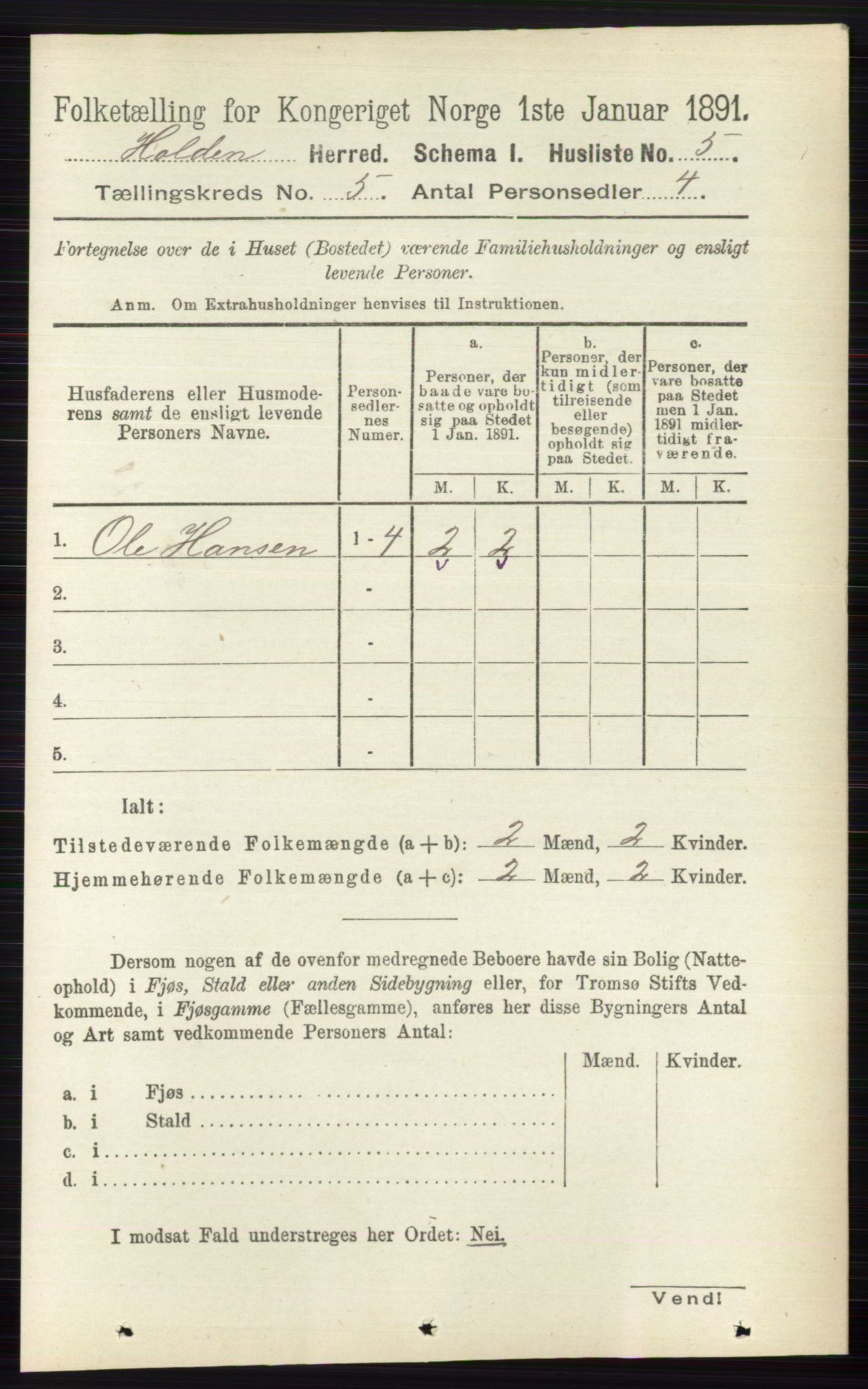 RA, Folketelling 1891 for 0819 Holla herred, 1891, s. 2732