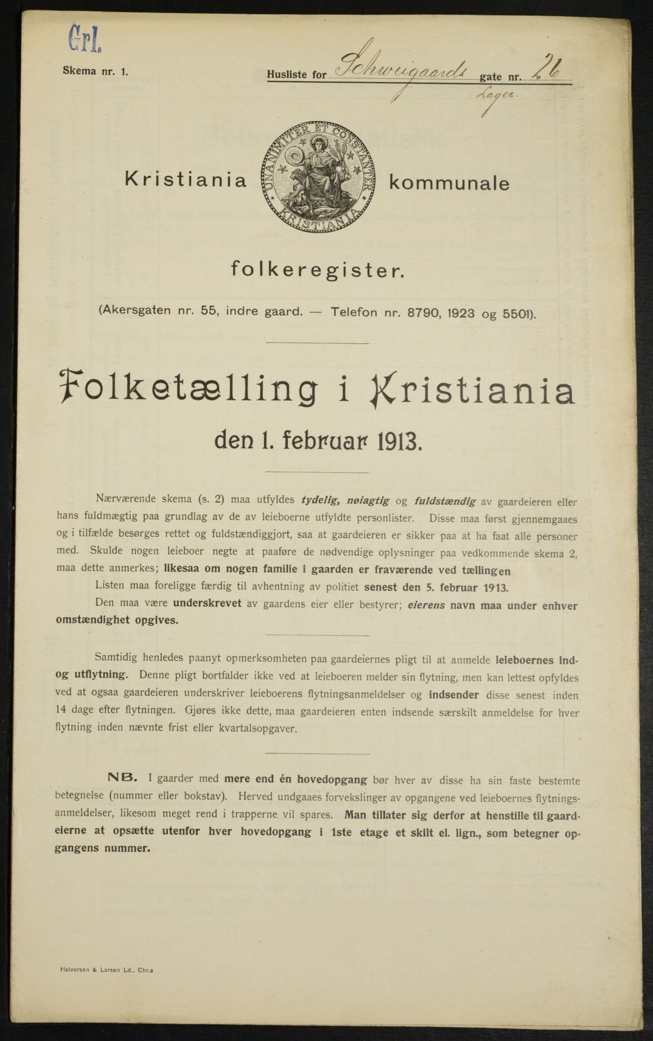 OBA, Kommunal folketelling 1.2.1913 for Kristiania, 1913, s. 90788