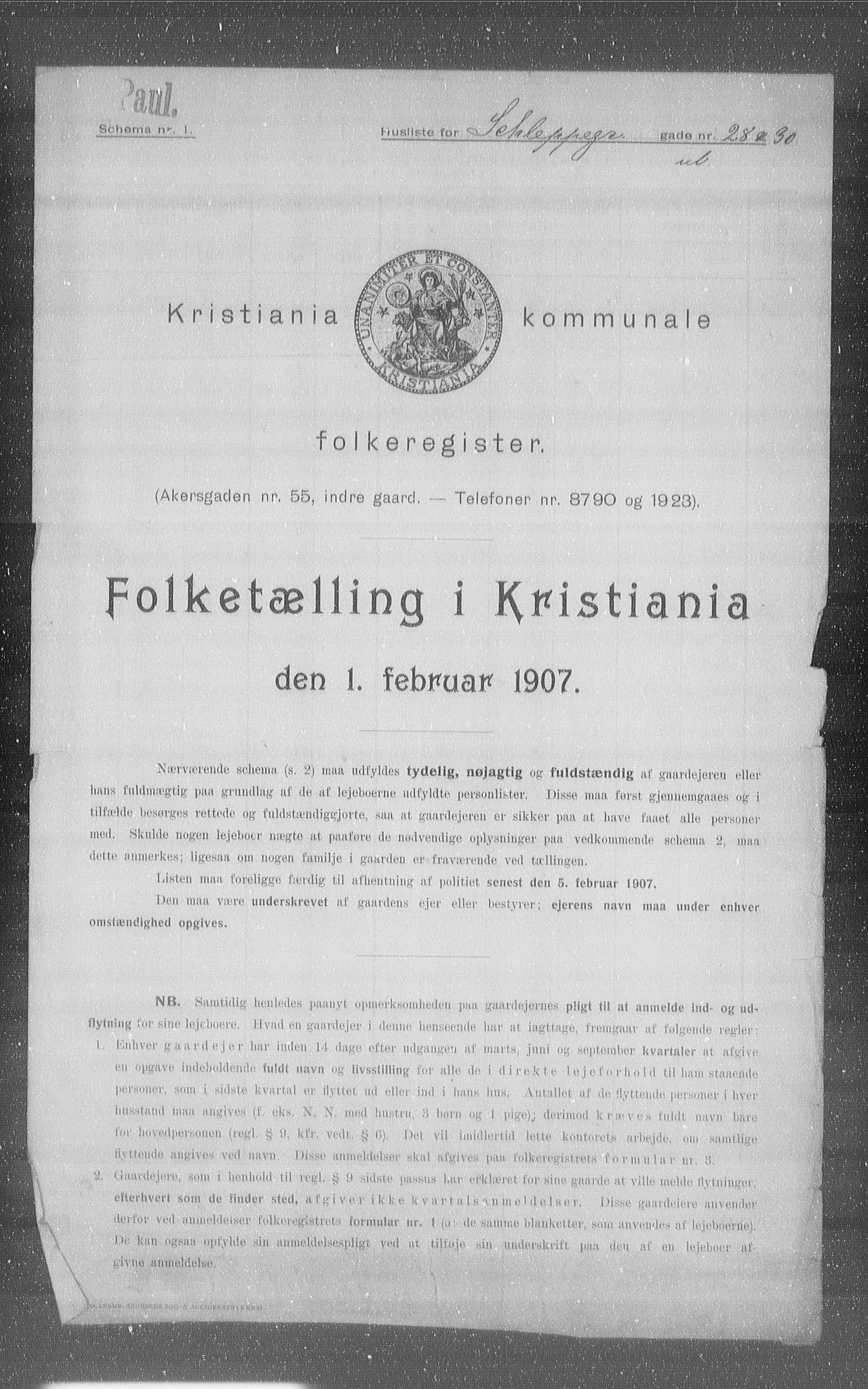 OBA, Kommunal folketelling 1.2.1907 for Kristiania kjøpstad, 1907, s. 46149