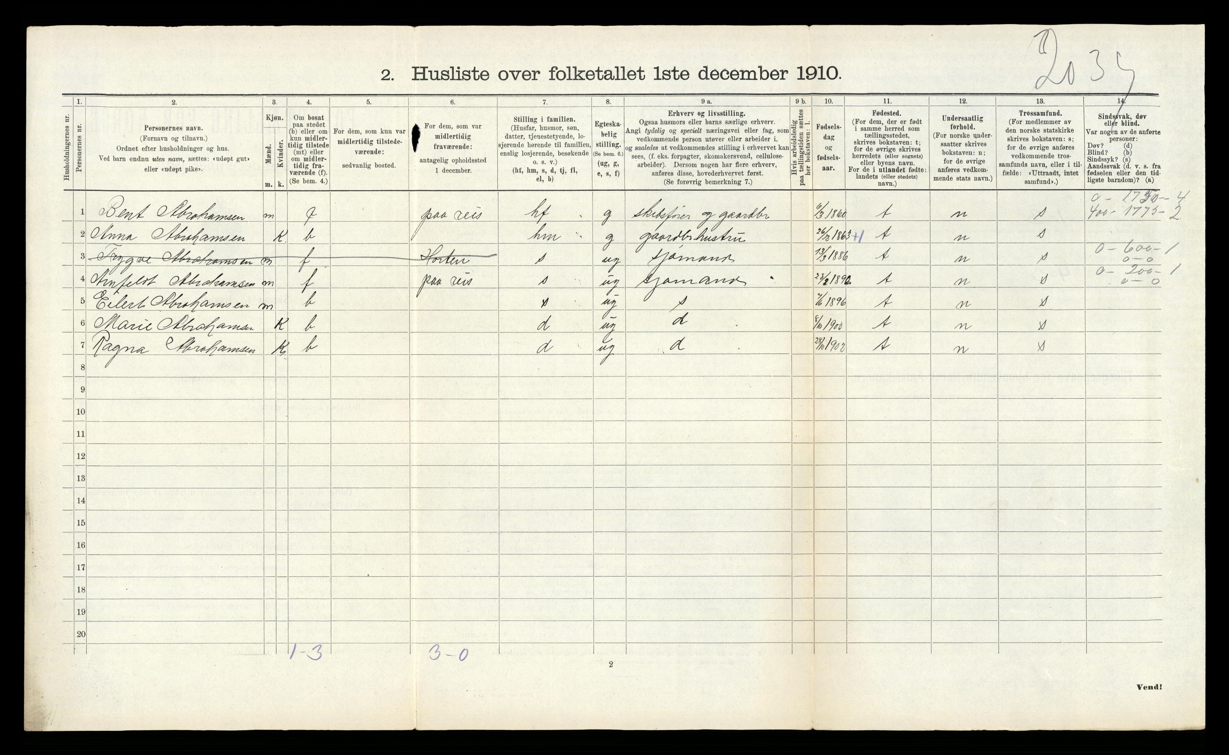 RA, Folketelling 1910 for 1018 Søgne herred, 1910, s. 913