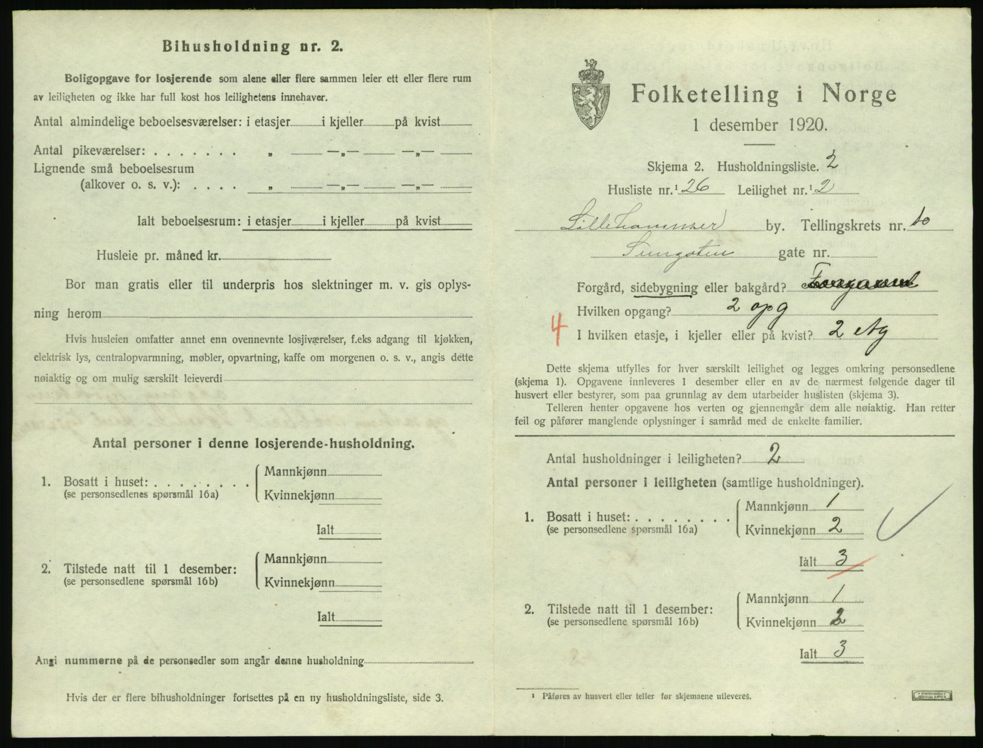 SAH, Folketelling 1920 for 0501 Lillehammer kjøpstad, 1920, s. 3674