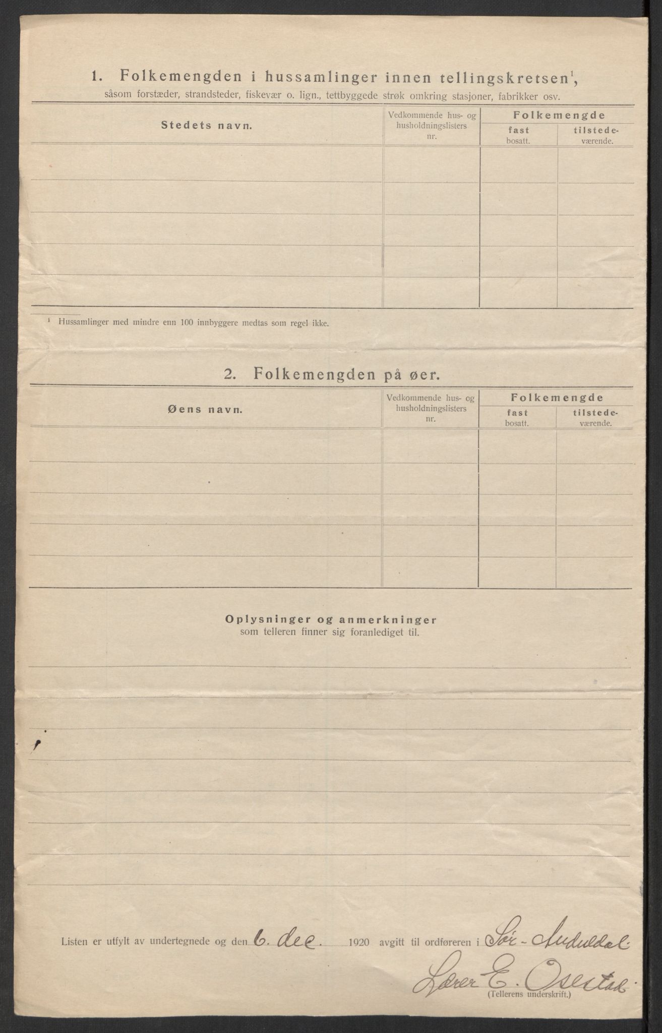 SAK, Folketelling 1920 for 1029 Sør-Audnedal herred, 1920, s. 30