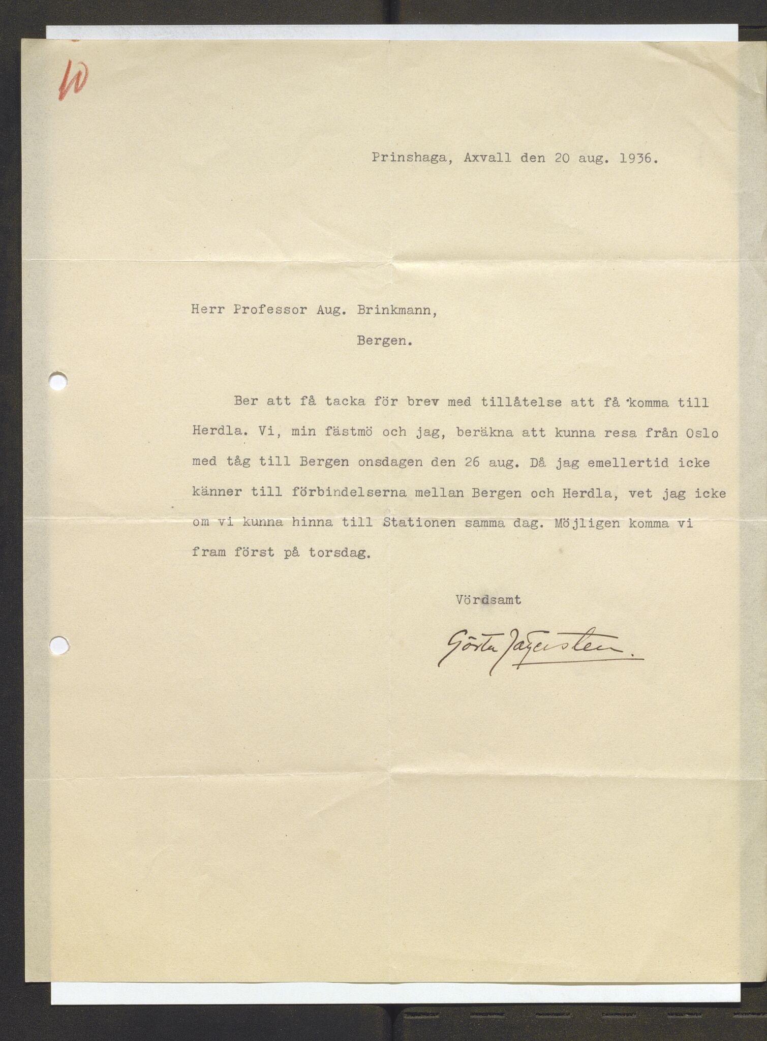 Bergens Museum, AV/SAB-A-17301/13/D/L0002: Korrespondanse , 1928-1940, s. 583