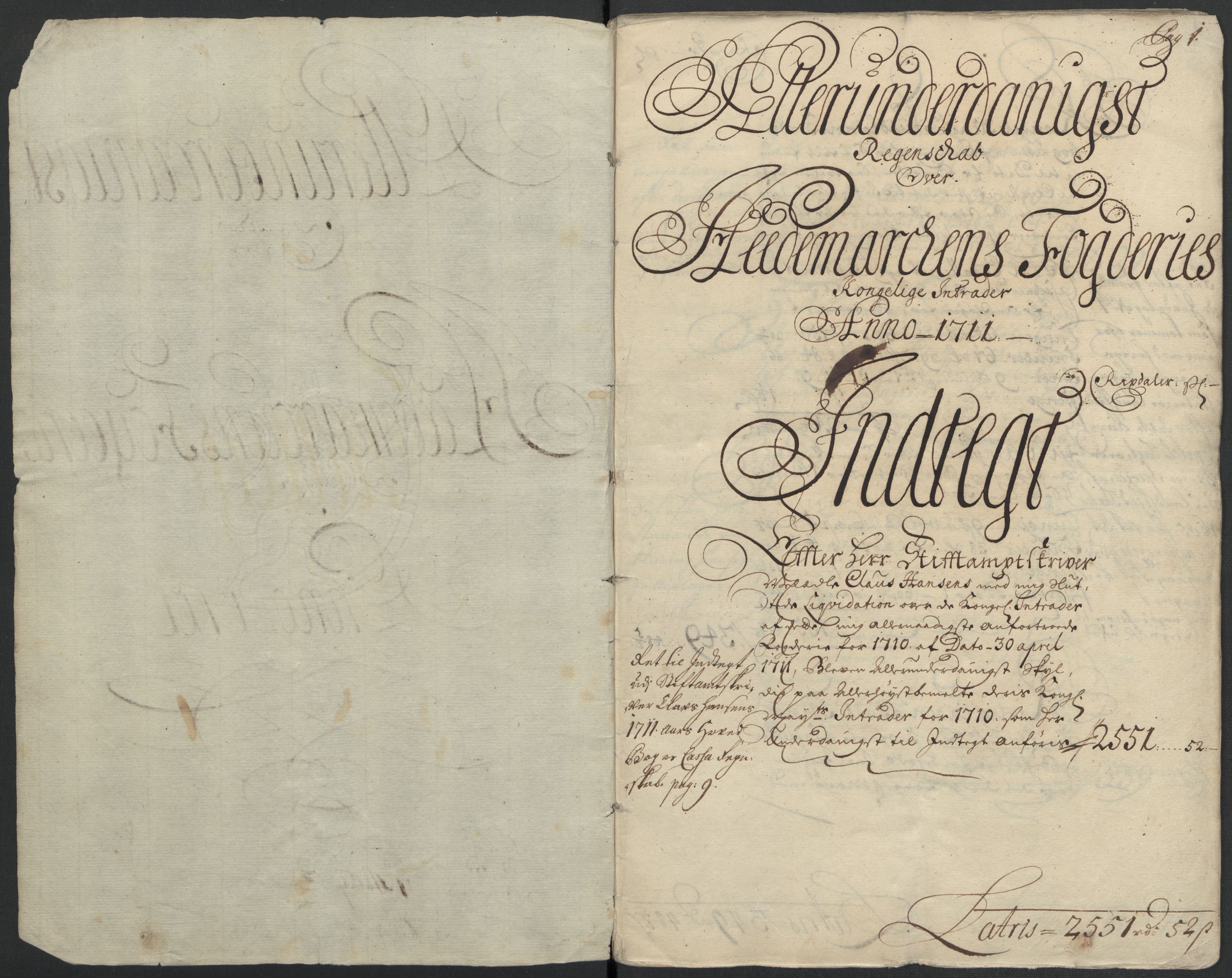 Rentekammeret inntil 1814, Reviderte regnskaper, Fogderegnskap, AV/RA-EA-4092/R16/L1047: Fogderegnskap Hedmark, 1711, s. 4