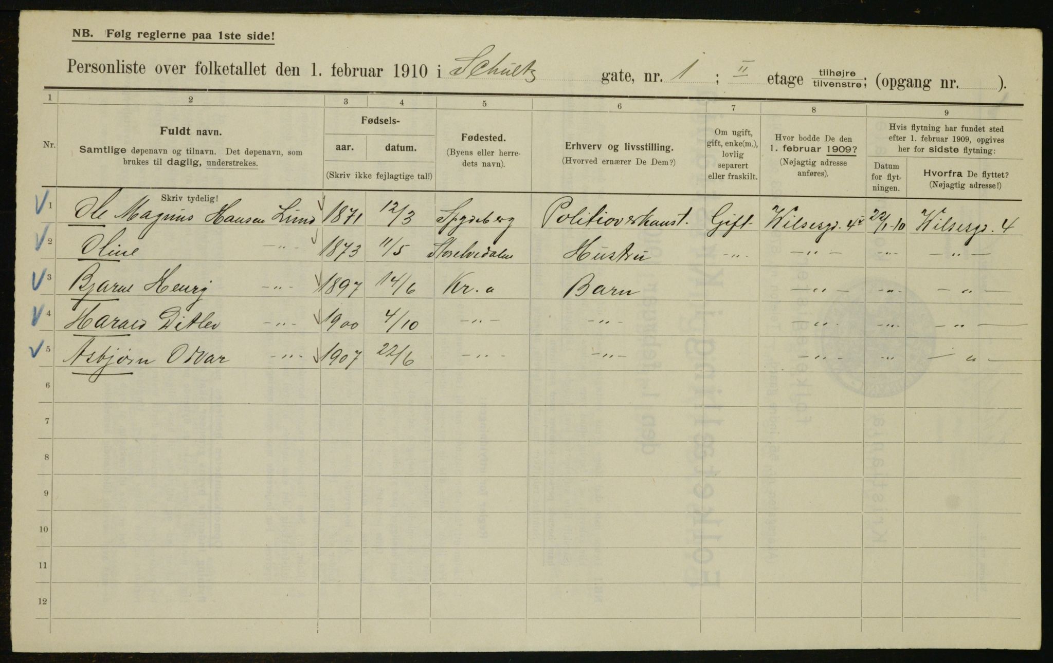 OBA, Kommunal folketelling 1.2.1910 for Kristiania, 1910, s. 86501