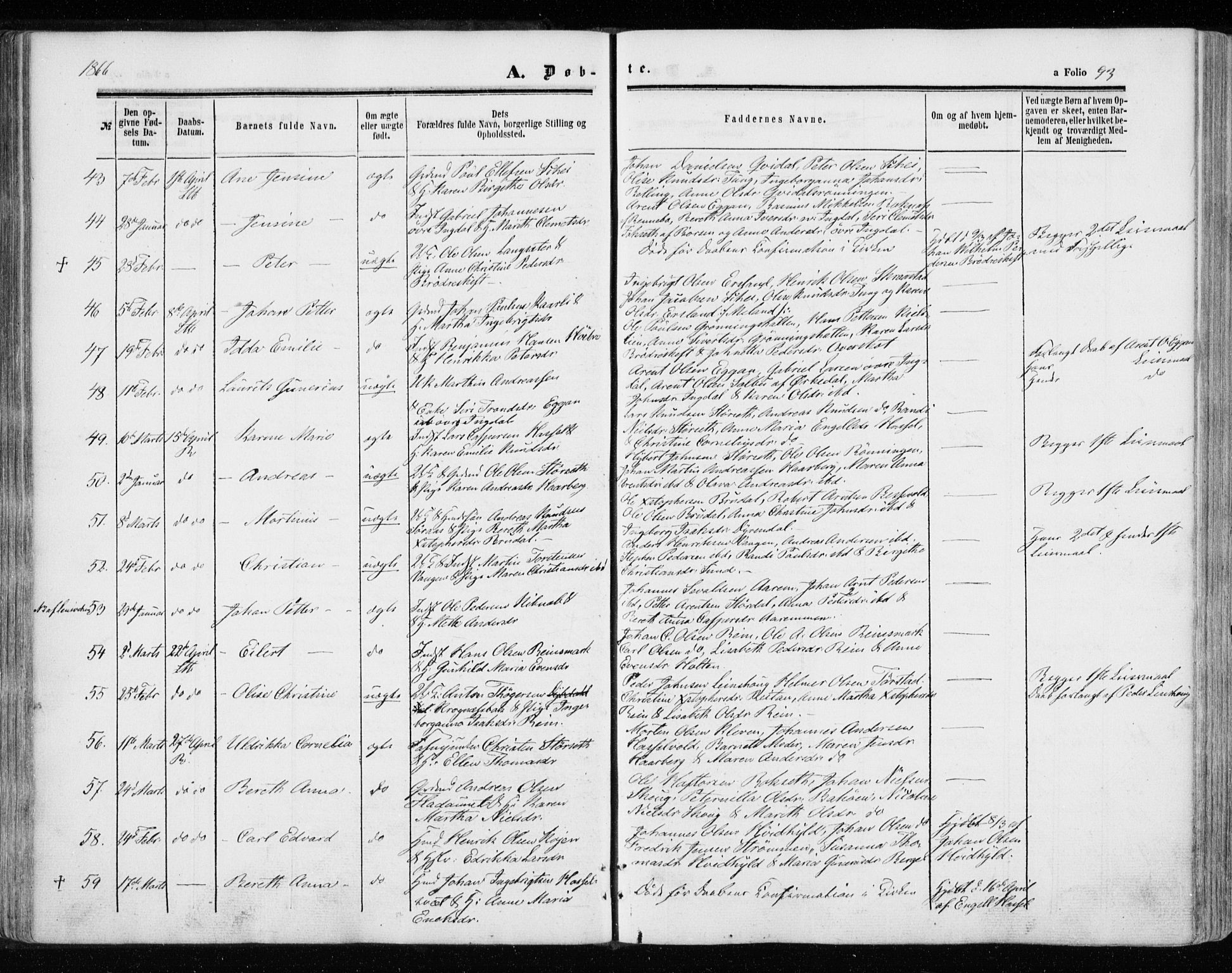 Ministerialprotokoller, klokkerbøker og fødselsregistre - Sør-Trøndelag, SAT/A-1456/646/L0612: Ministerialbok nr. 646A10, 1858-1869, s. 93