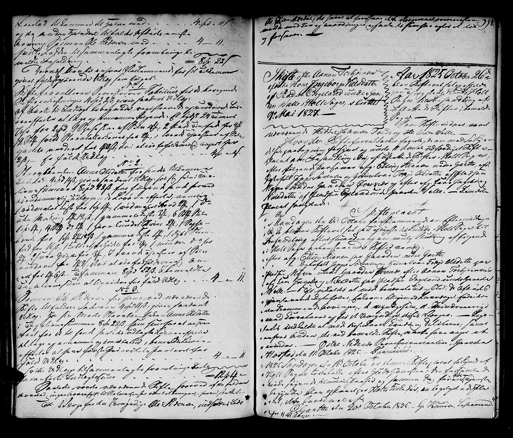 Holt sorenskriveri, SAK/1221-0002/H/Hc/L0001: Skifteprotokoll nr. 1 med register, 1823-1827, s. 393b-394a