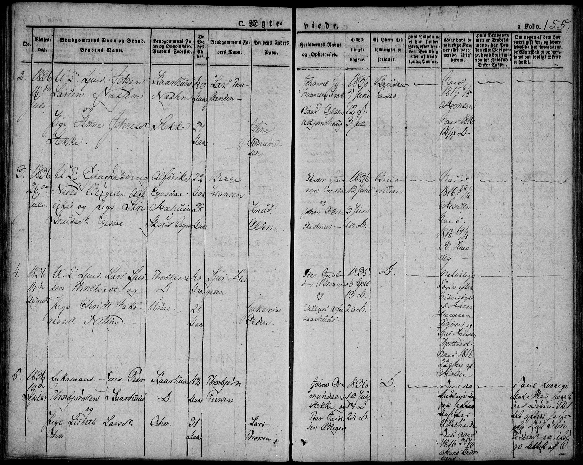 Skjold sokneprestkontor, AV/SAST-A-101847/H/Ha/Haa/L0005: Ministerialbok nr. A 5, 1830-1856, s. 155