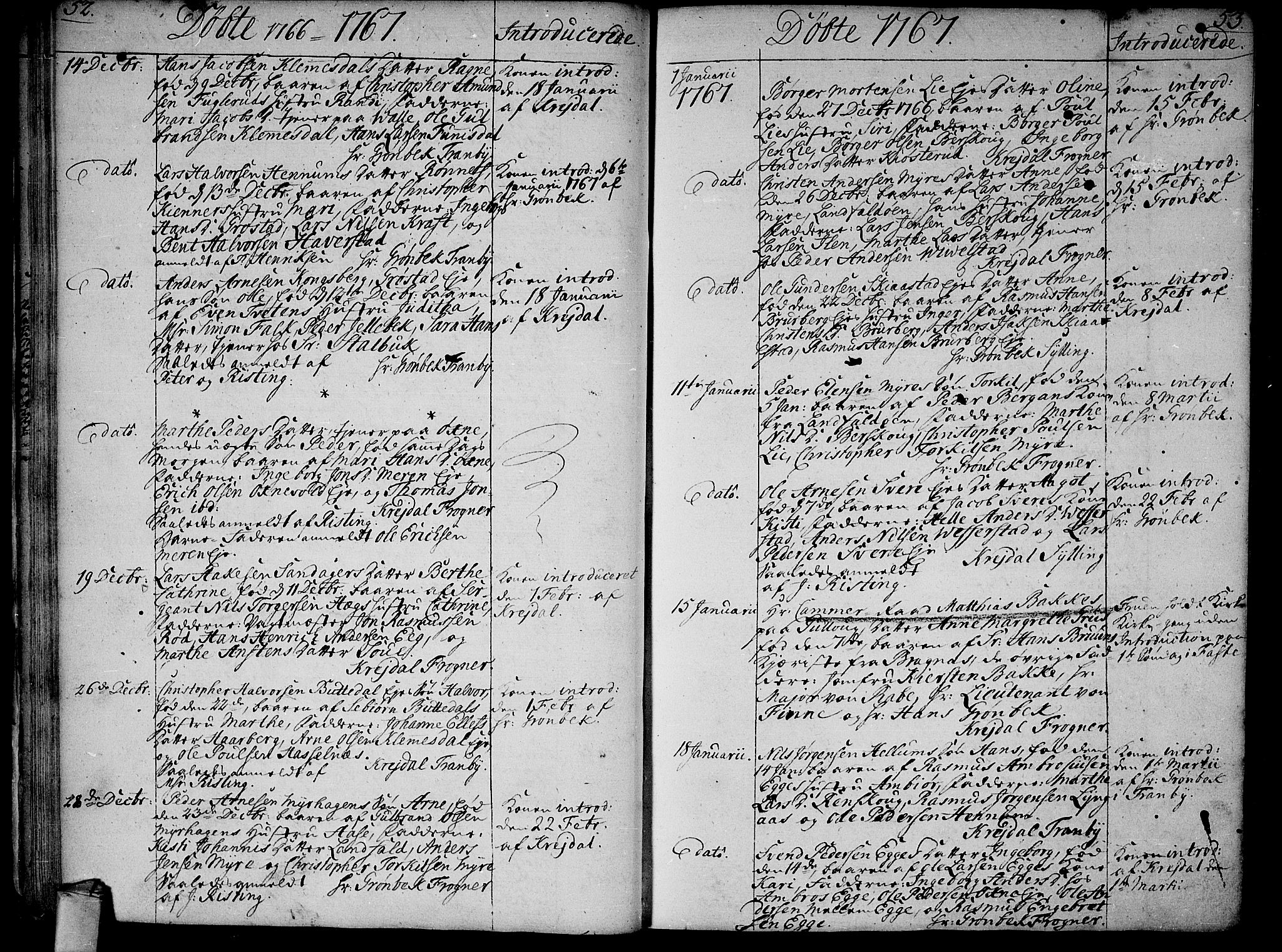 Lier kirkebøker, AV/SAKO-A-230/F/Fa/L0005: Ministerialbok nr. I 5, 1764-1777, s. 52-53