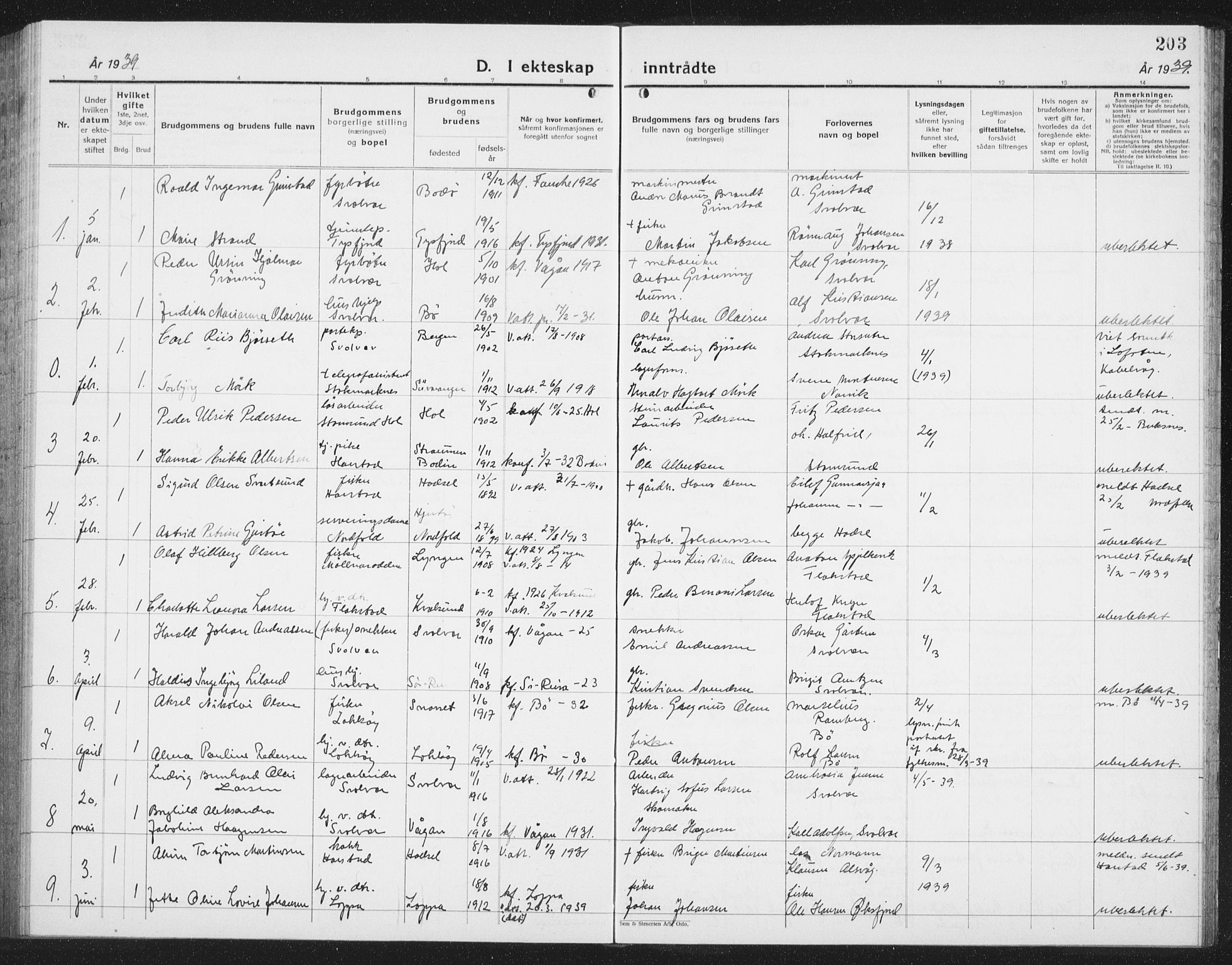 Ministerialprotokoller, klokkerbøker og fødselsregistre - Nordland, AV/SAT-A-1459/877/L1117: Klokkerbok nr. 877C01, 1923-1942, s. 203