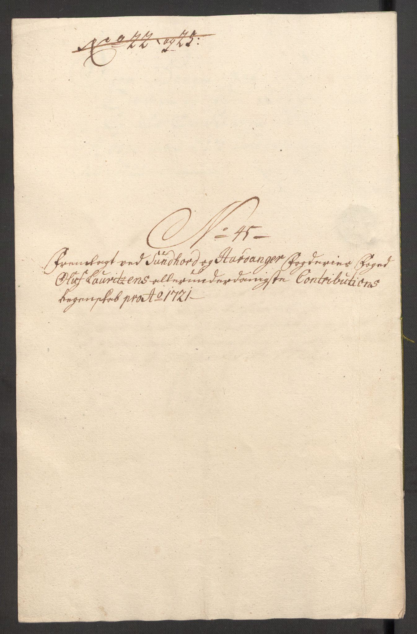 Rentekammeret inntil 1814, Reviderte regnskaper, Fogderegnskap, RA/EA-4092/R48/L3000: Fogderegnskap Sunnhordland og Hardanger, 1721, s. 306