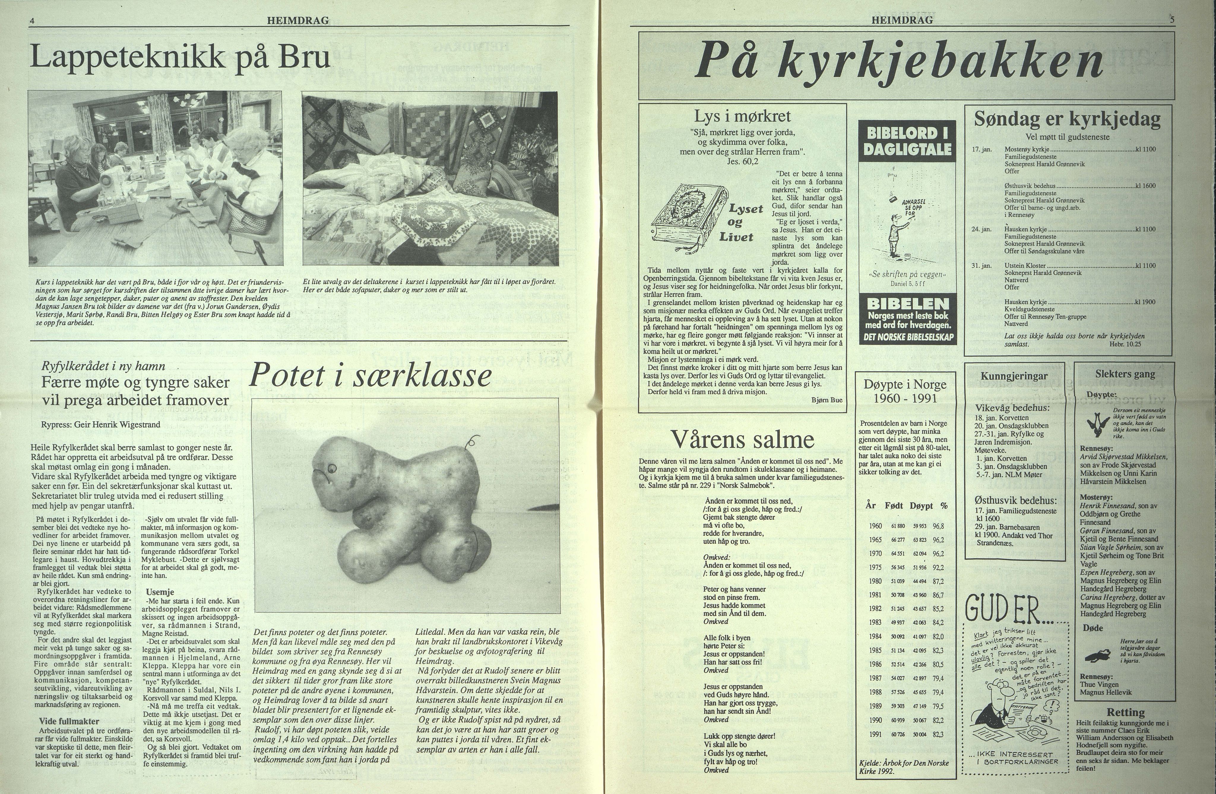 Rennesøy kommune. Heimdrag, lokalavis, BYST/A-0750/X/Xa/L0015: Heimdrag 1993, 1993
