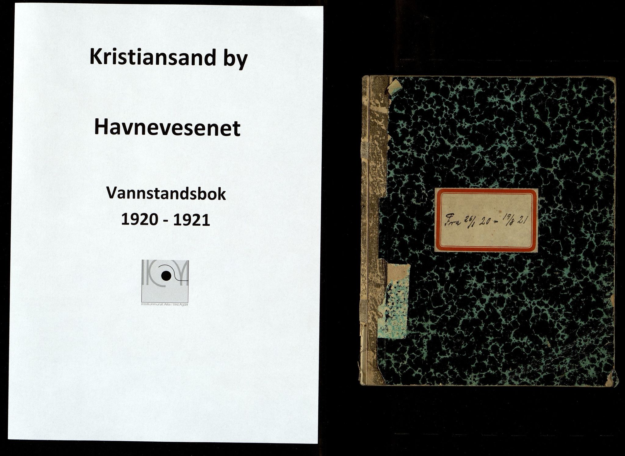 Kristiansand By - Havnevesenet, ARKSOR/1001KG760/H/L0001/0002: Vannstandsbøker / Vannstandsbok (d), 1920-1921