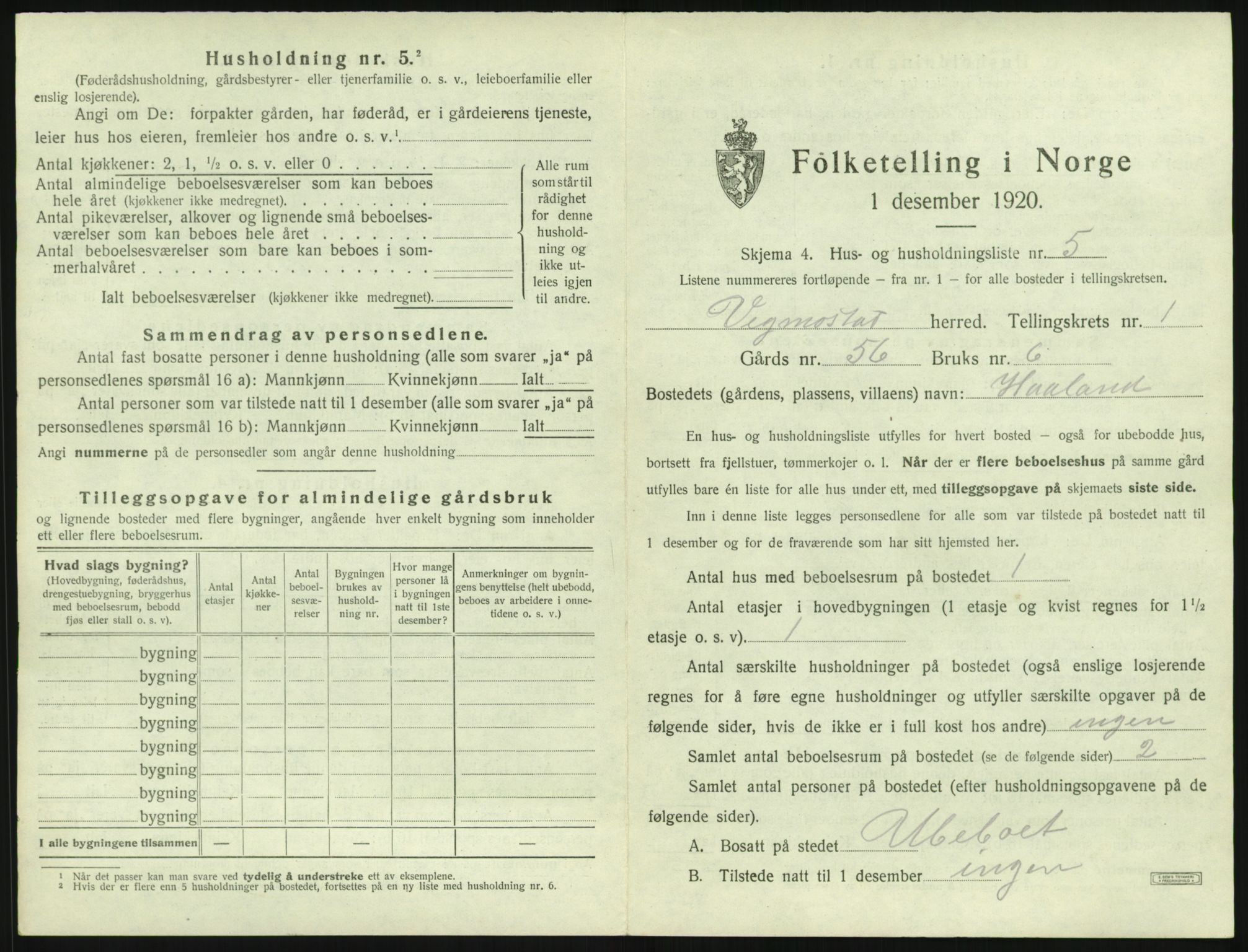 SAK, Folketelling 1920 for 1028 Vigmostad herred, 1920, s. 41