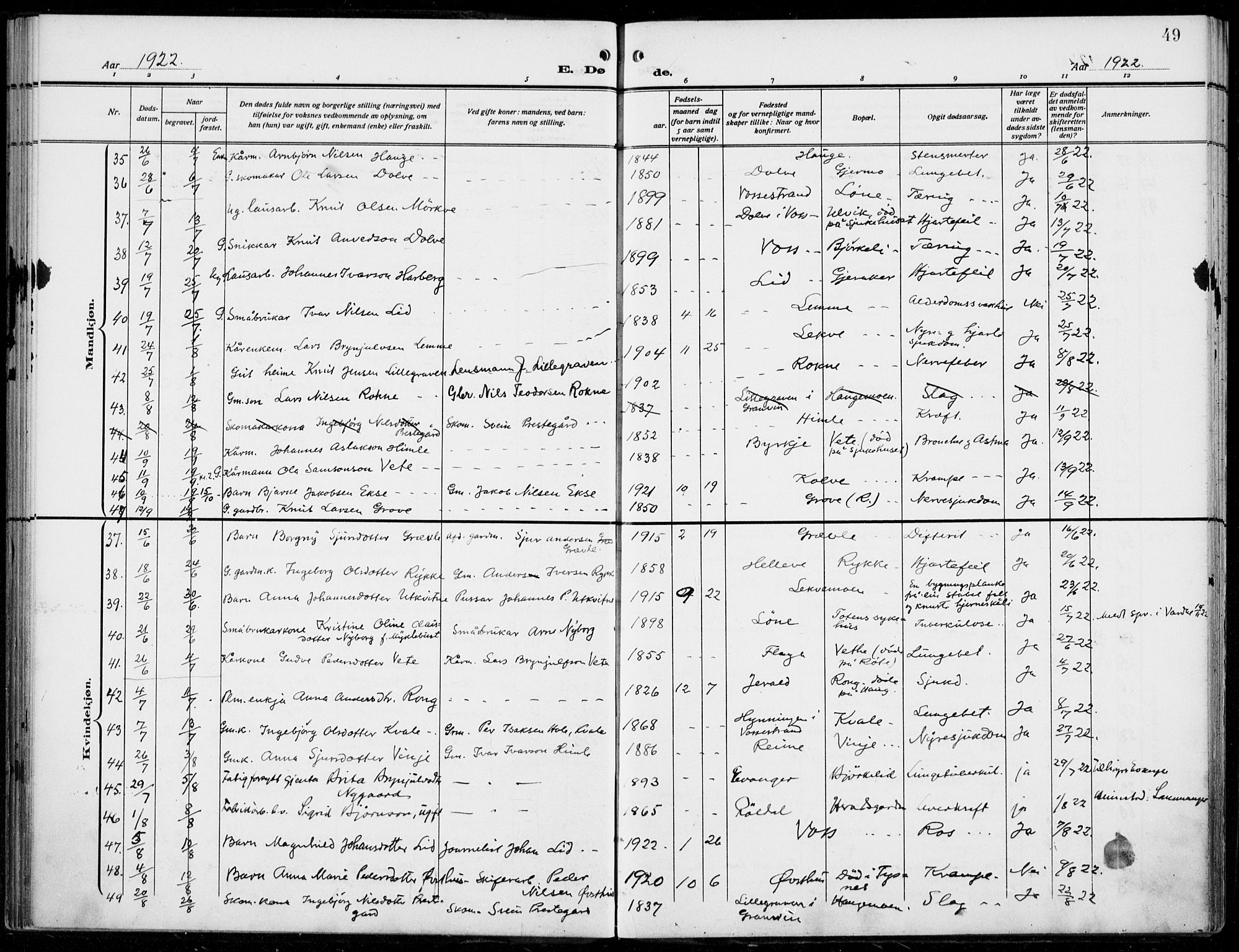 Voss sokneprestembete, AV/SAB-A-79001/H/Haa: Ministerialbok nr. D  2, 1910-1932, s. 49