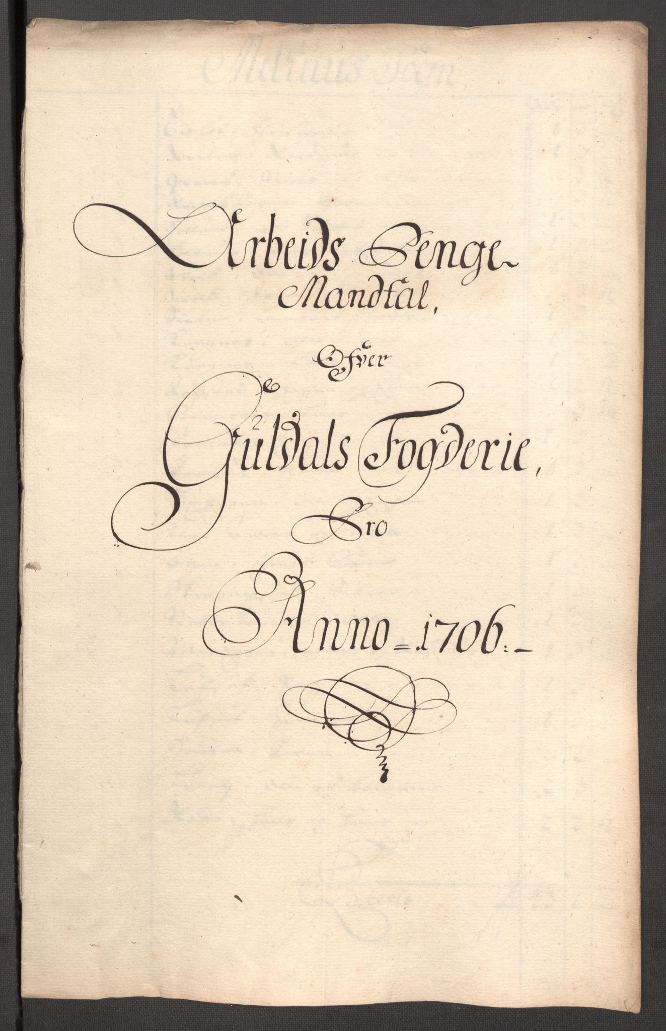 Rentekammeret inntil 1814, Reviderte regnskaper, Fogderegnskap, RA/EA-4092/R60/L3956: Fogderegnskap Orkdal og Gauldal, 1706, s. 317