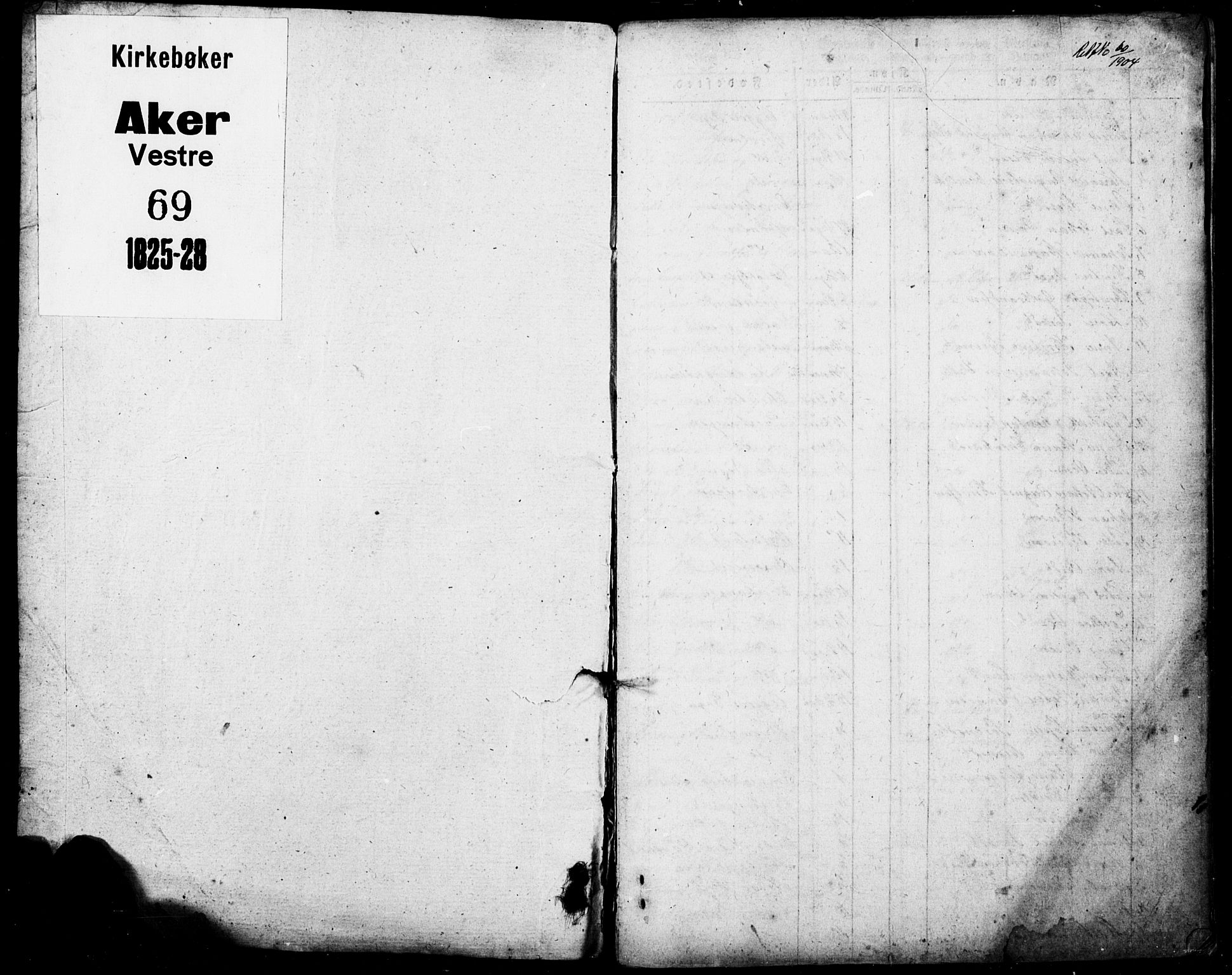 Aker prestekontor kirkebøker, SAO/A-10861/F/L0022: Vaksinasjonsprotokoll nr. 22, 1825-1828, s. 1