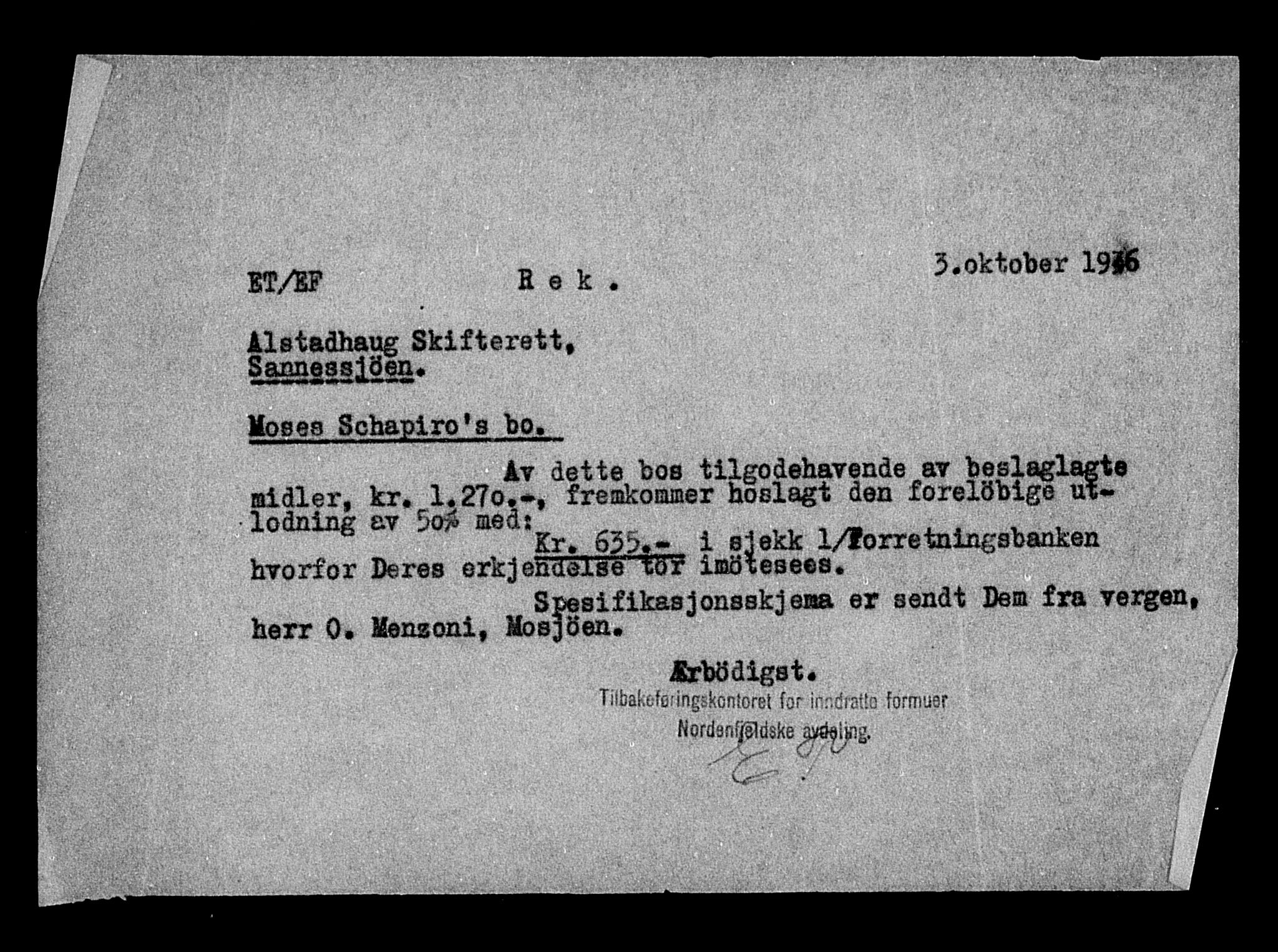 Justisdepartementet, Tilbakeføringskontoret for inndratte formuer, AV/RA-S-1564/H/Hc/Hcb/L0915: --, 1945-1947, s. 353