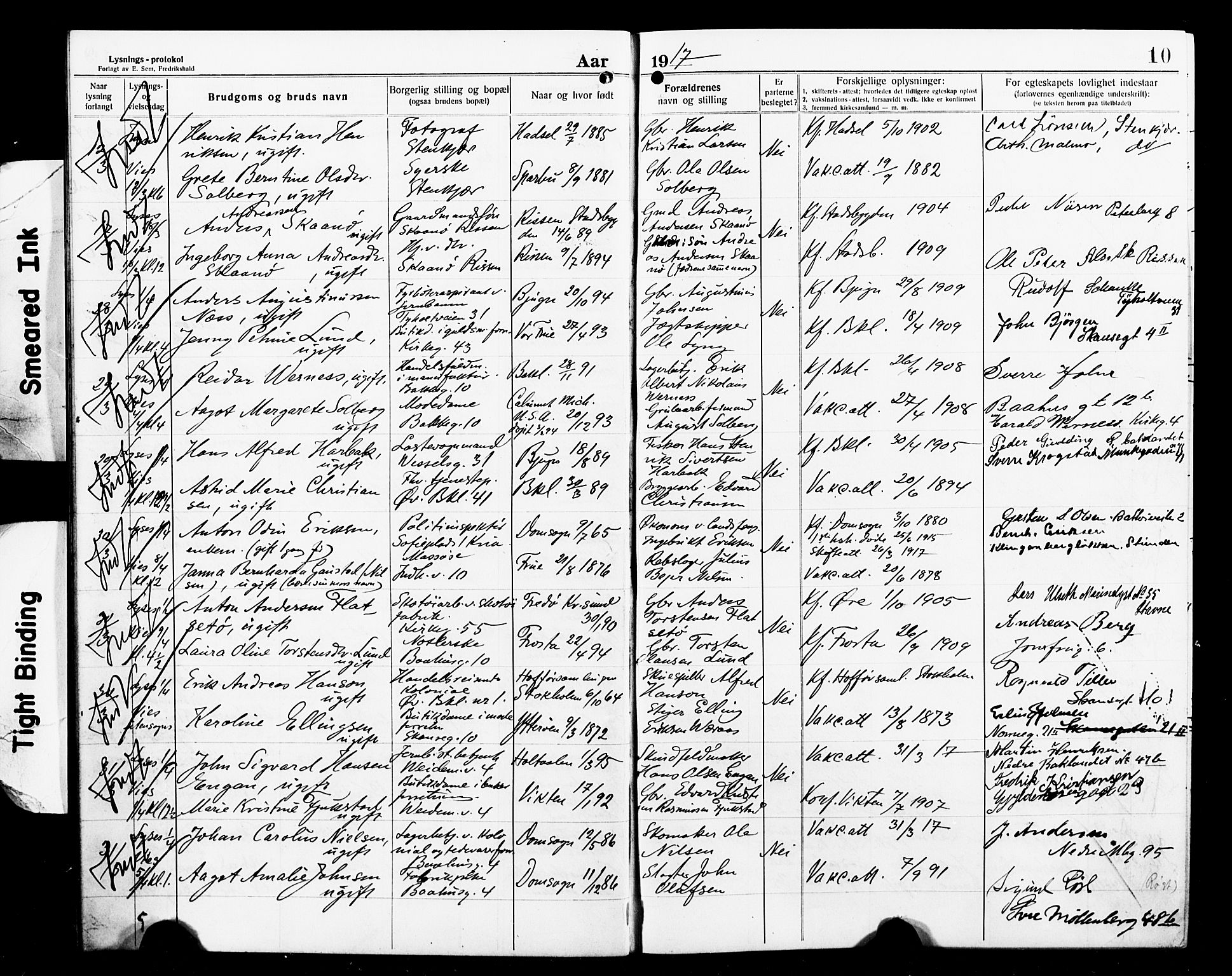 Ministerialprotokoller, klokkerbøker og fødselsregistre - Sør-Trøndelag, AV/SAT-A-1456/604/L0195: Lysningsprotokoll nr. 604A16, 1916-1921, s. 10