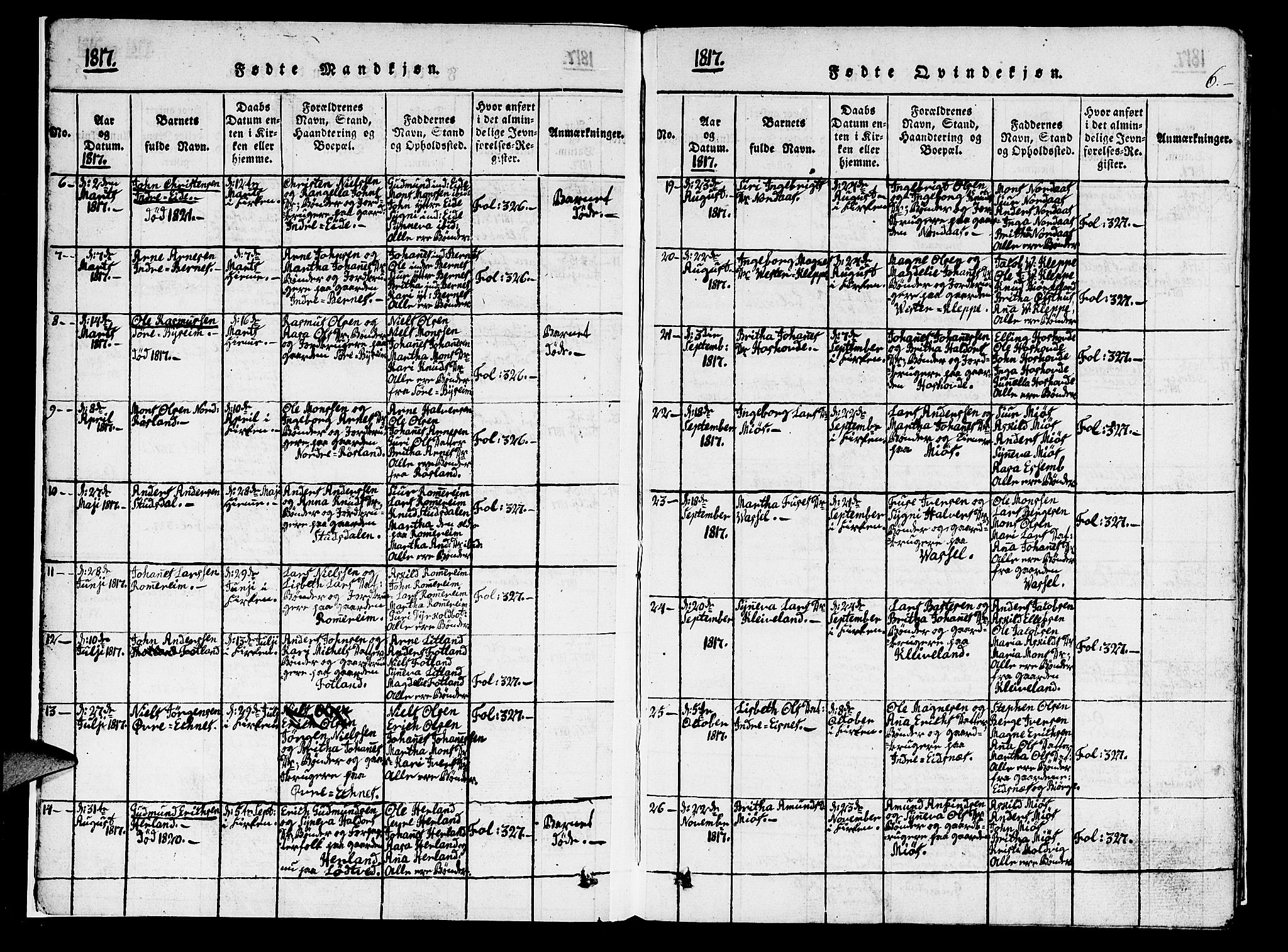 Hosanger sokneprestembete, AV/SAB-A-75801/H/Haa: Ministerialbok nr. A 5, 1815-1824, s. 6