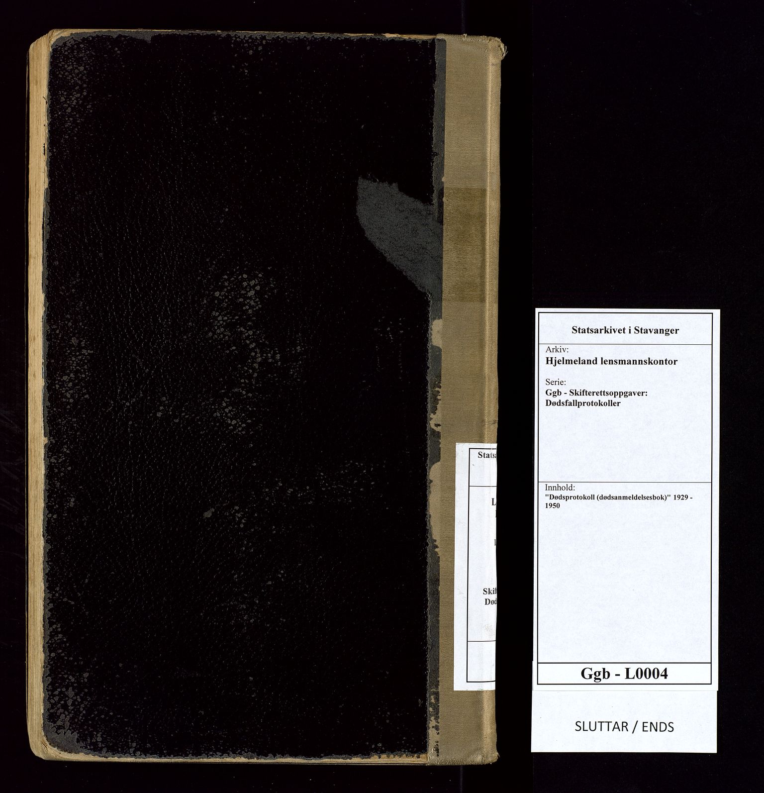 Hjelmeland lensmannskontor, AV/SAST-A-100439/Ggb/L0004: "Dødsprotokoll (dødsanmeldelsesbok)", 1929-1950