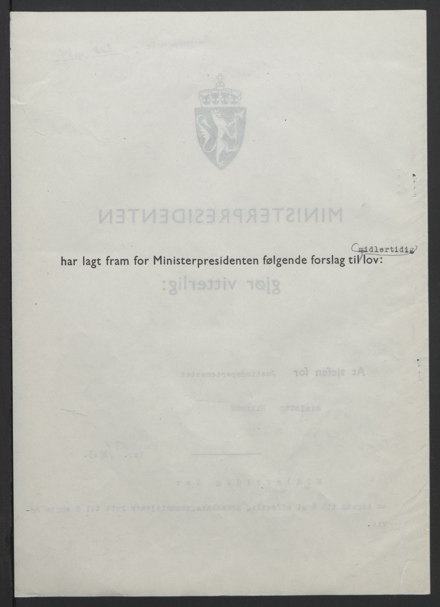 NS-administrasjonen 1940-1945 (Statsrådsekretariatet, de kommisariske statsråder mm), RA/S-4279/D/Db/L0099: Lover, 1943, s. 639