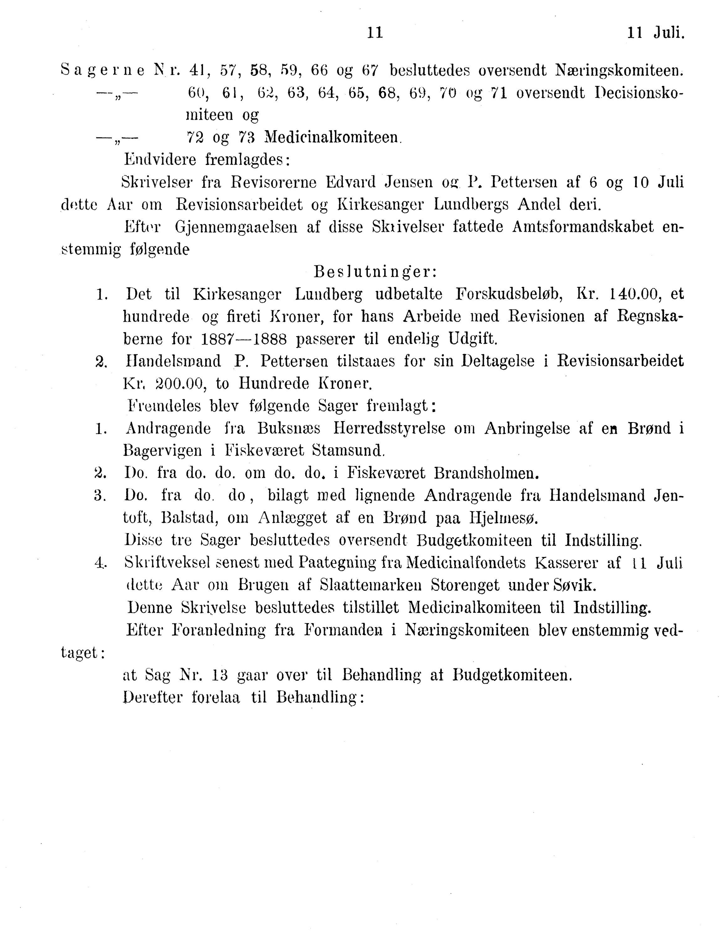 Nordland Fylkeskommune. Fylkestinget, AIN/NFK-17/176/A/Ac/L0015: Fylkestingsforhandlinger 1886-1890, 1886-1890