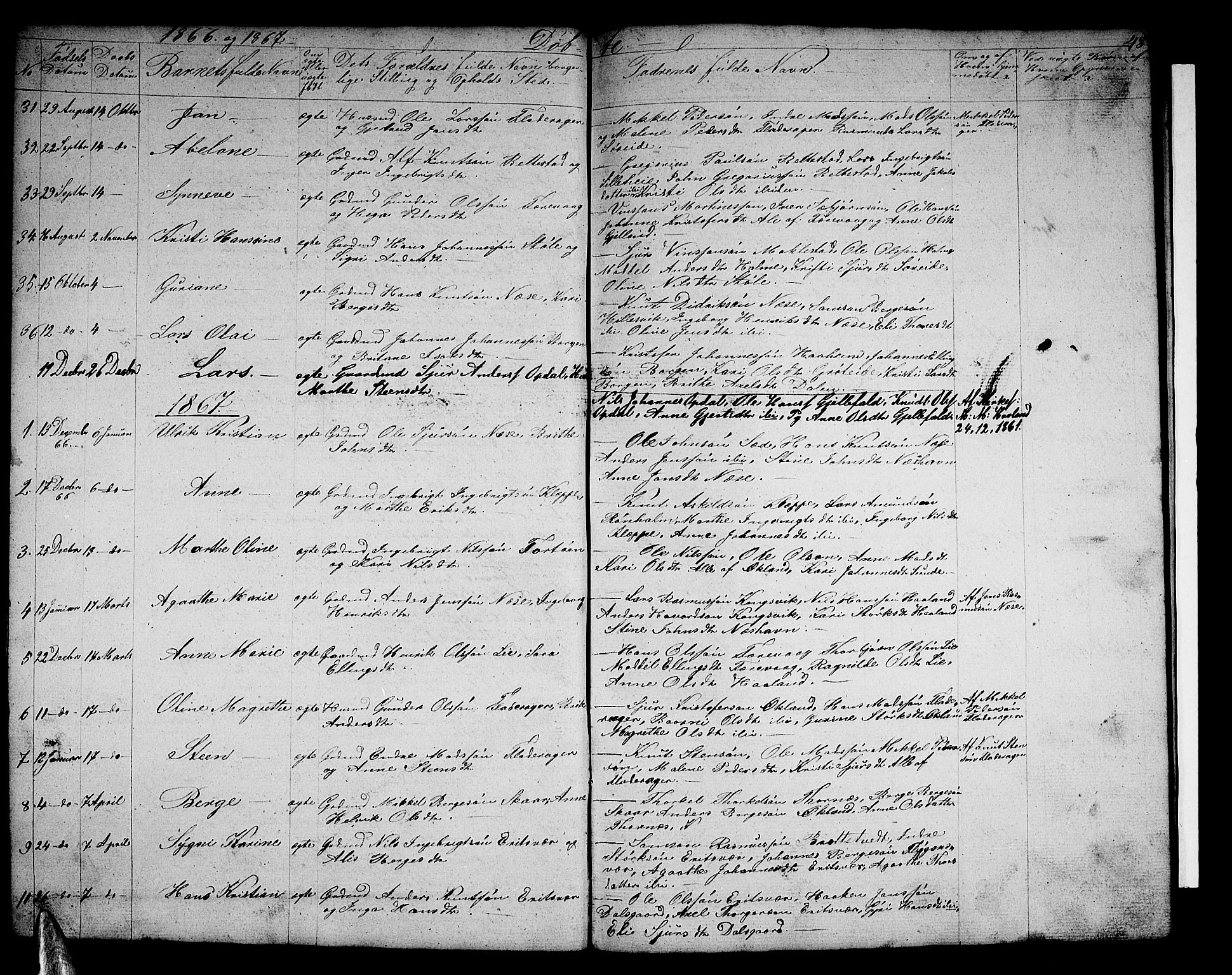 Tysnes sokneprestembete, AV/SAB-A-78601/H/Hab: Klokkerbok nr. E 1, 1855-1874, s. 48