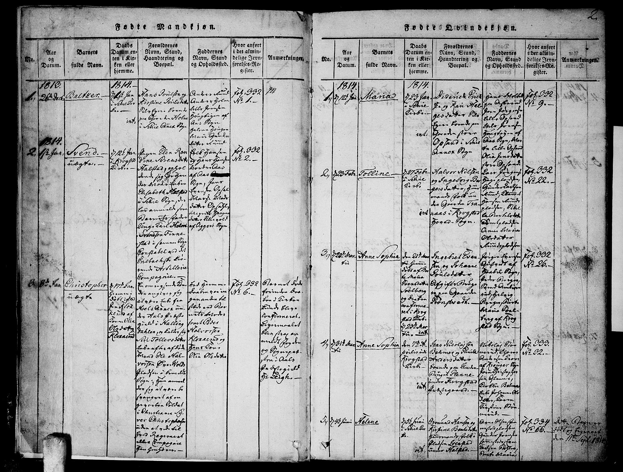 Kråkstad prestekontor Kirkebøker, SAO/A-10125a/F/Fa/L0003: Ministerialbok nr. I 3, 1813-1824, s. 2