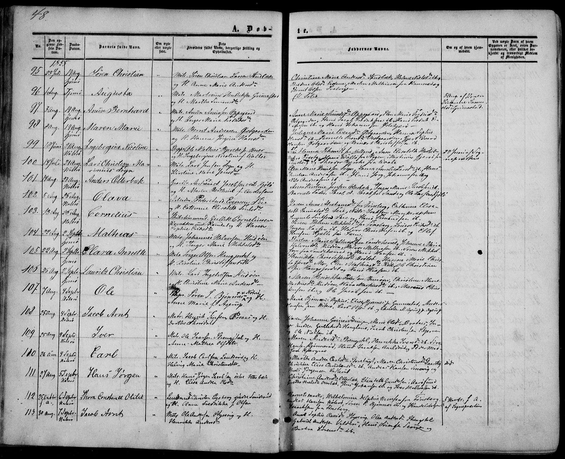 Nøtterøy kirkebøker, AV/SAKO-A-354/F/Fa/L0006: Ministerialbok nr. I 6, 1852-1864, s. 48