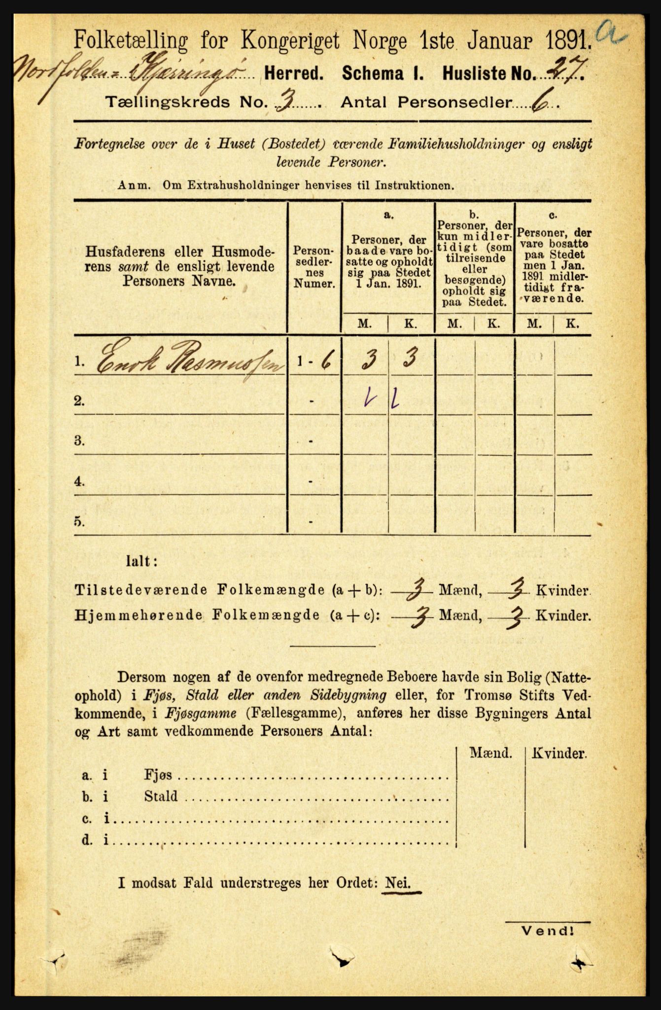 RA, Folketelling 1891 for 1846 Nordfold-Kjerringøy herred, 1891, s. 714