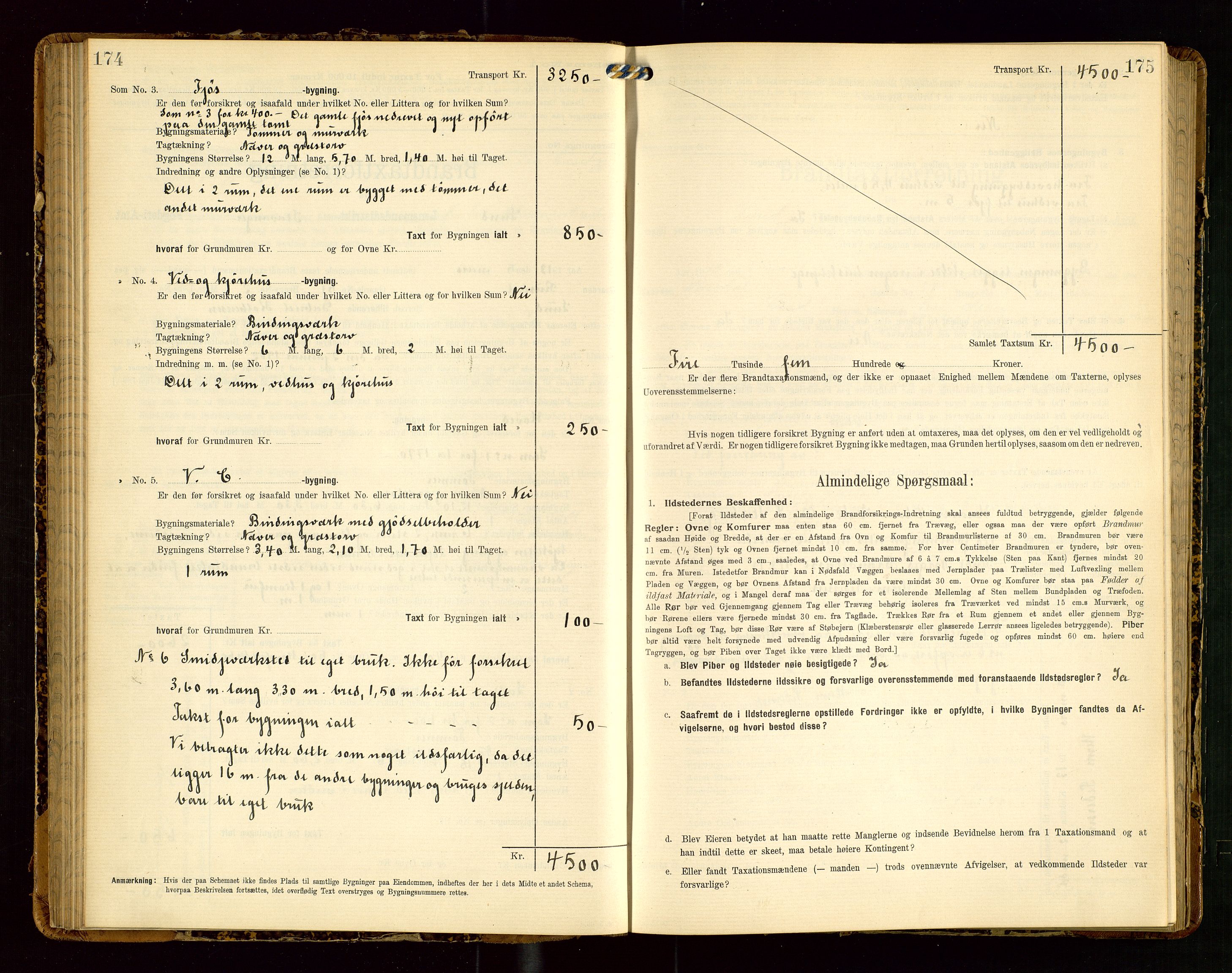 Lund lensmannskontor, AV/SAST-A-100303/Gob/L0002: "Brandtakstprotokol", 1908-1918, s. 174-175